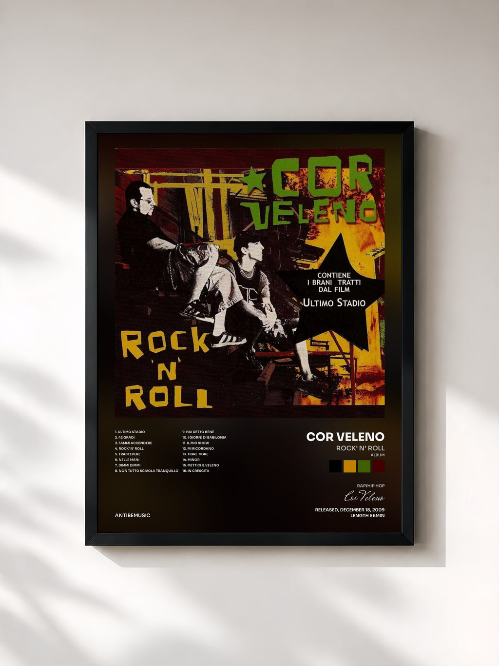 #noir Tableau de l'album Rock' N' Roll (Album) de Cor Veleno, cadre noir, imprimé et encadré en France