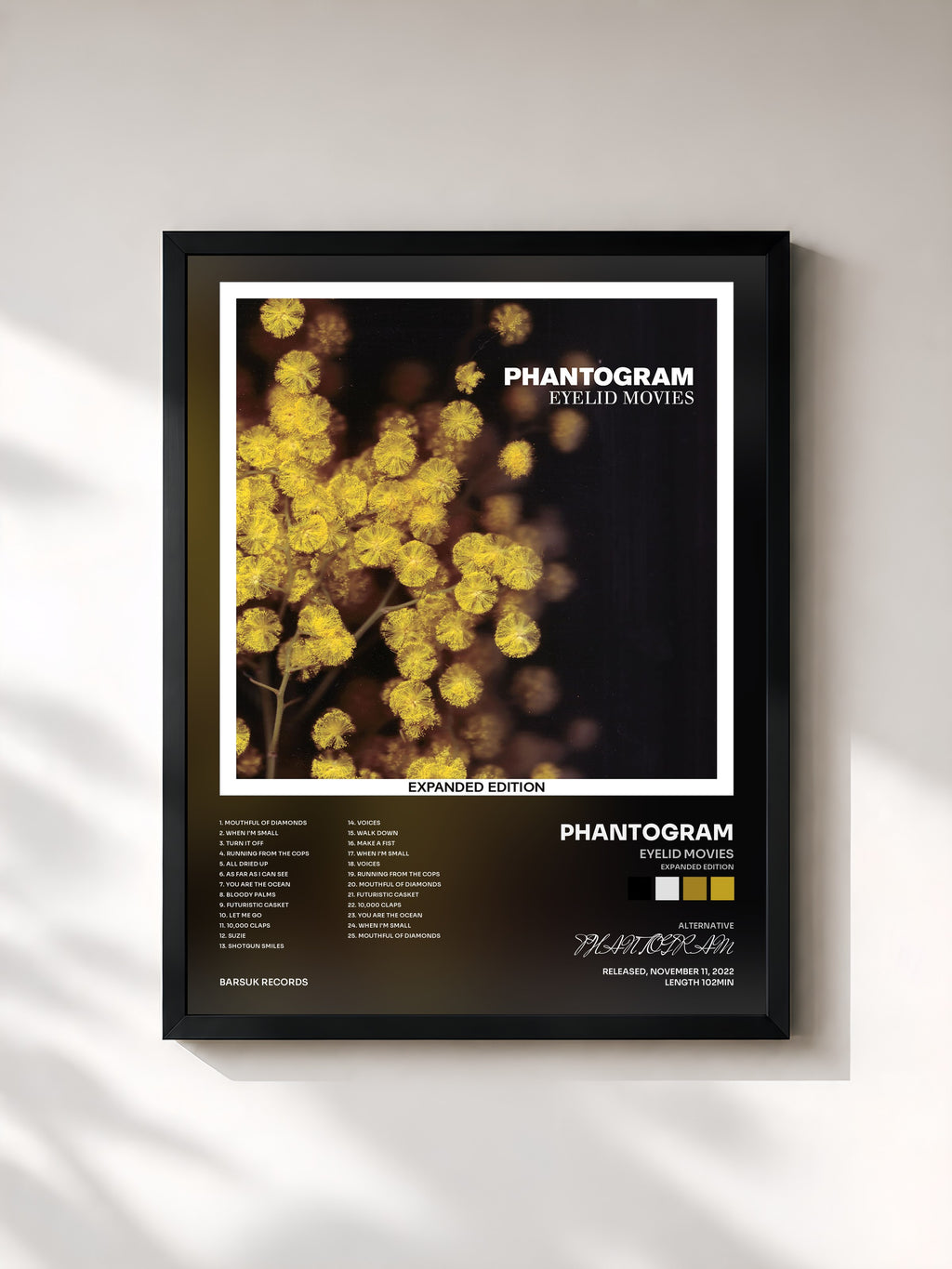 #noir Tableau de l'album Eyelid Movies (Expanded Edition) de PHANTOGRAM, cadre noir, imprimé et encadré en France