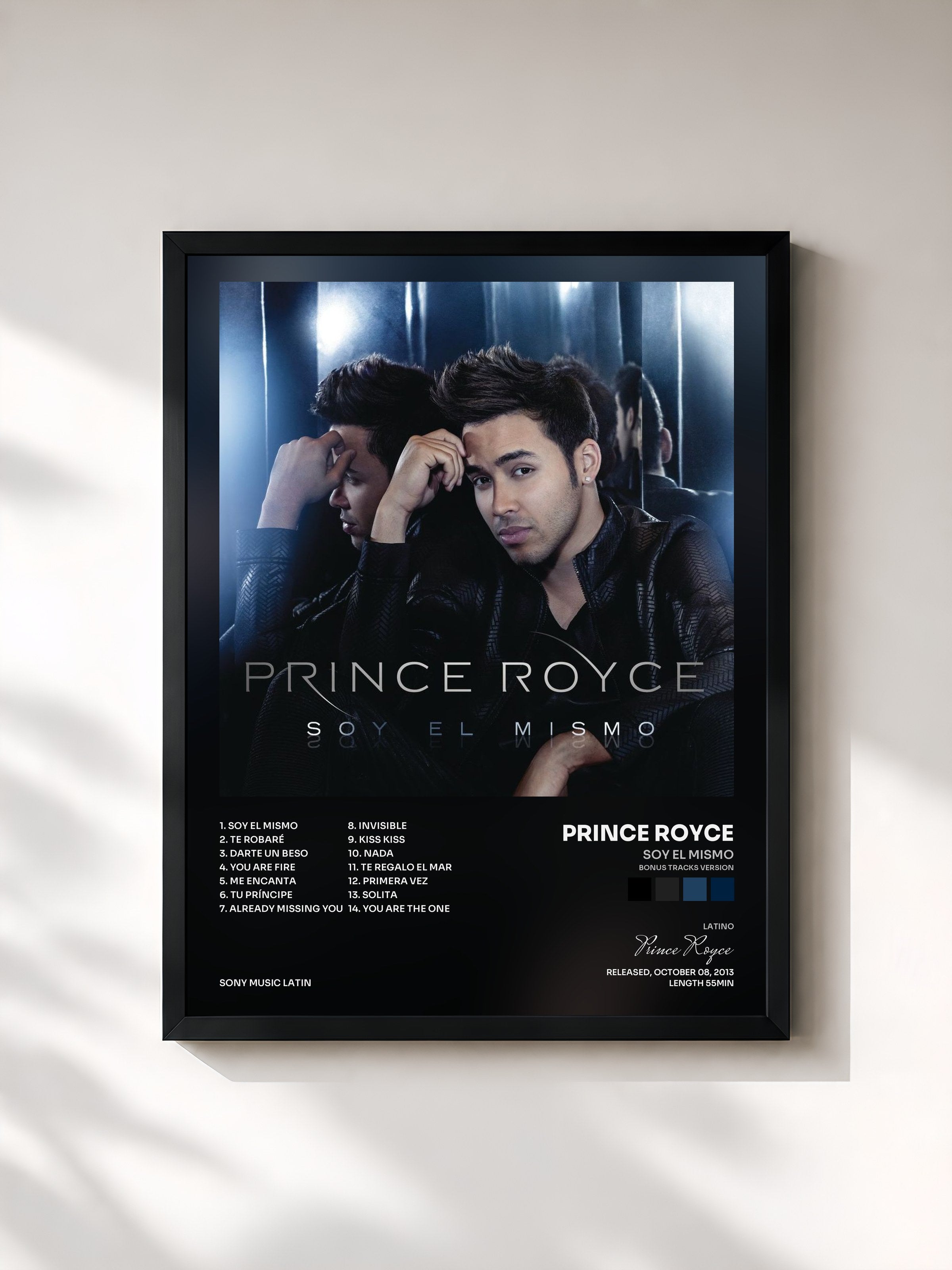 #noir Tableau de l'album Soy el Mismo (Bonus Tracks Version) de Prince Royce, cadre noir, imprimé et encadré en France