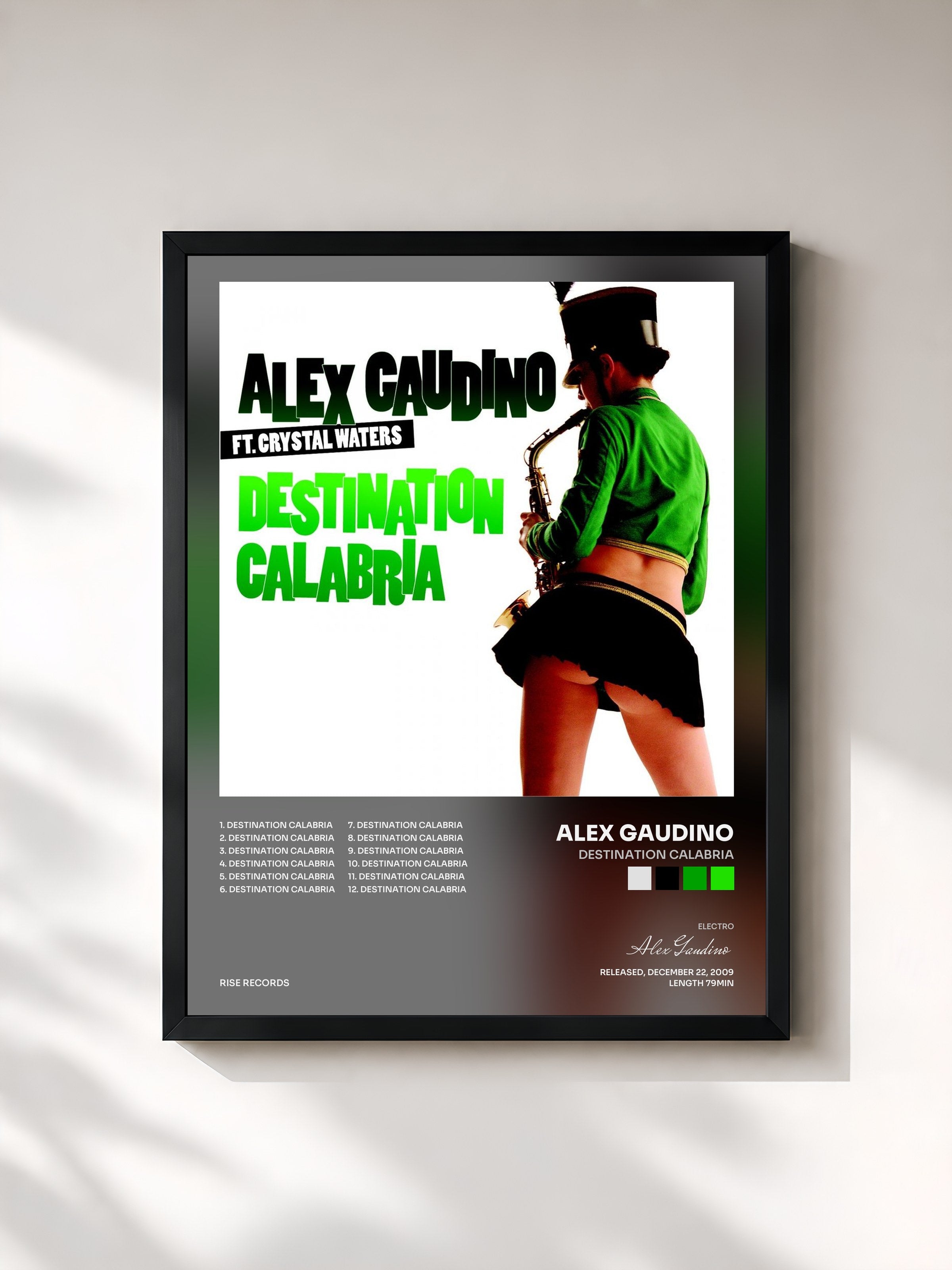 #noir Tableau de l'album Destination Calabria de Alex Gaudino, cadre noir, imprimé et encadré en France