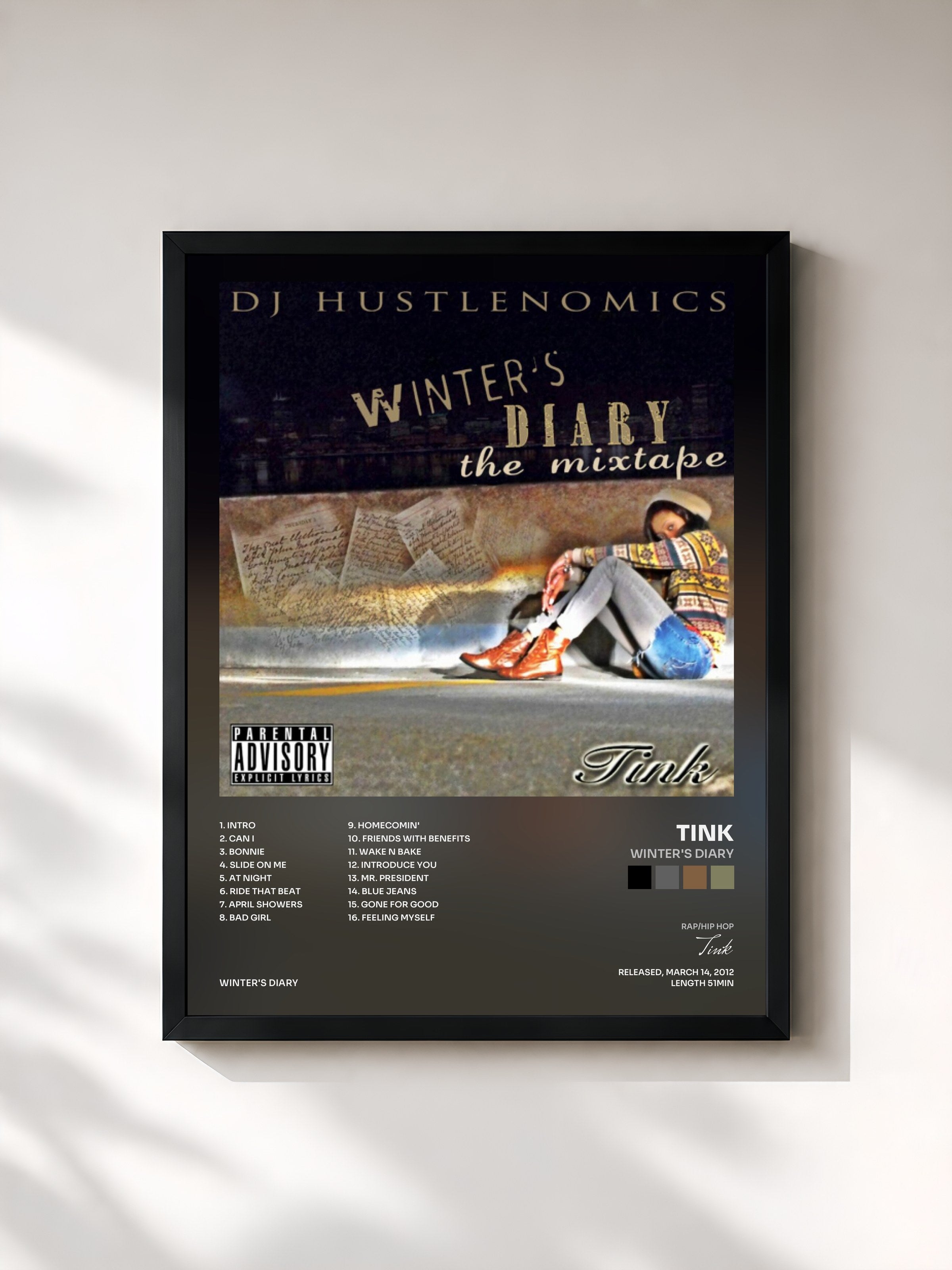 #noir Tableau de l'album Winter's Diary de Tink, cadre noir, imprimé et encadré en France