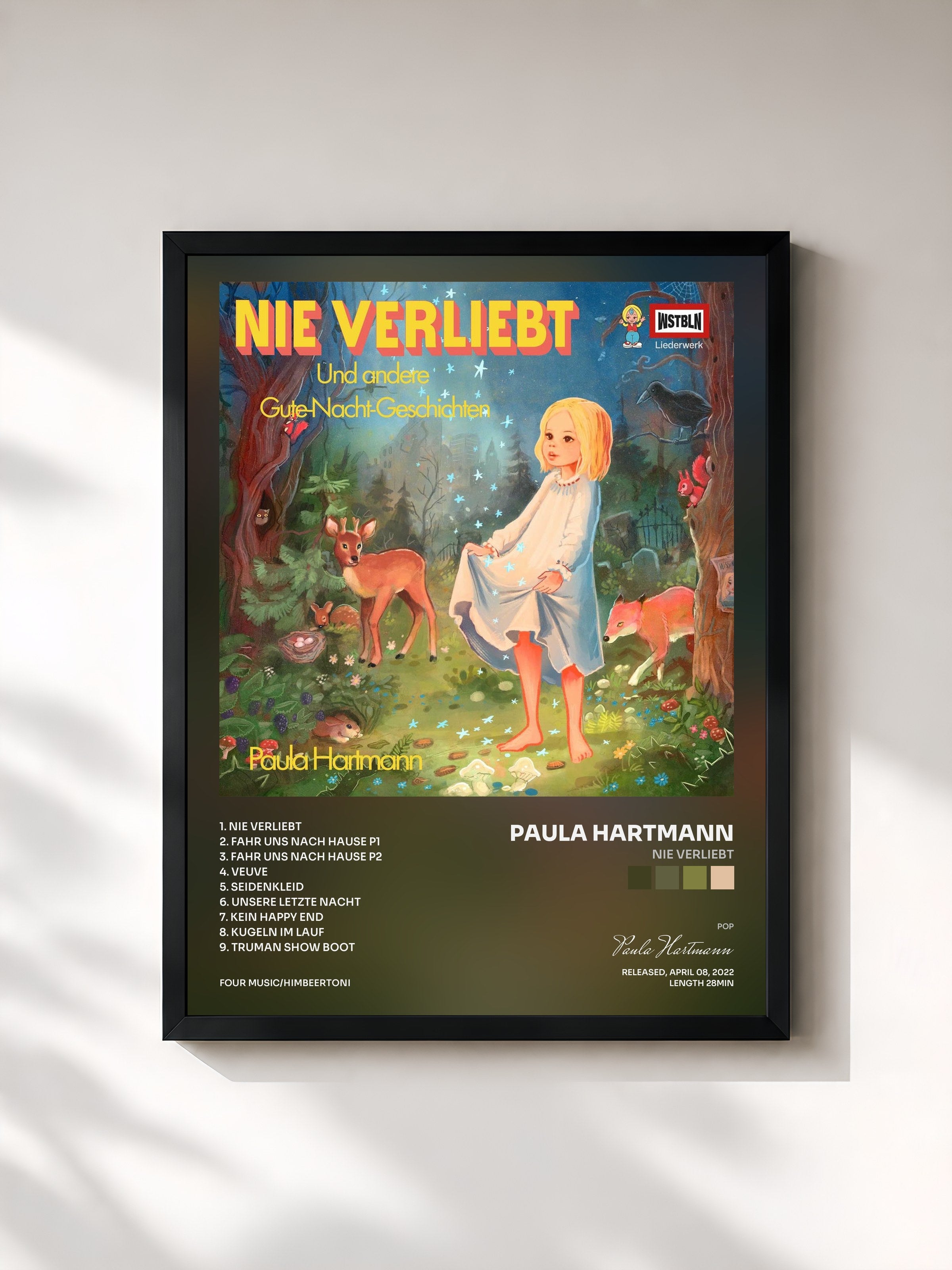 #noir Tableau de l'album Nie verliebt de Paula Hartmann, cadre noir, imprimé et encadré en France