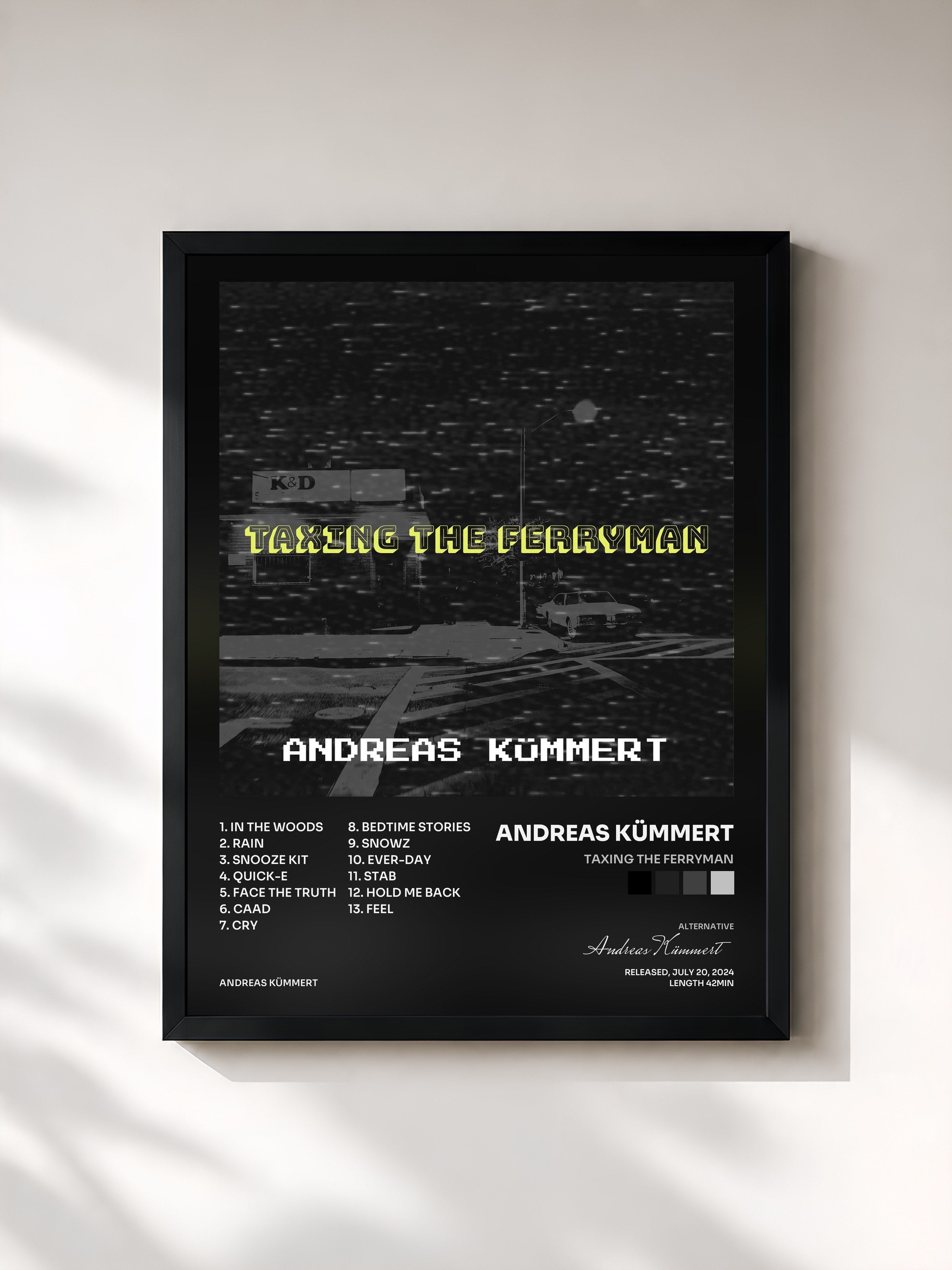 #noir Tableau de l'album Taxing the Ferryman de Andreas Kümmert, cadre noir, imprimé et encadré en France