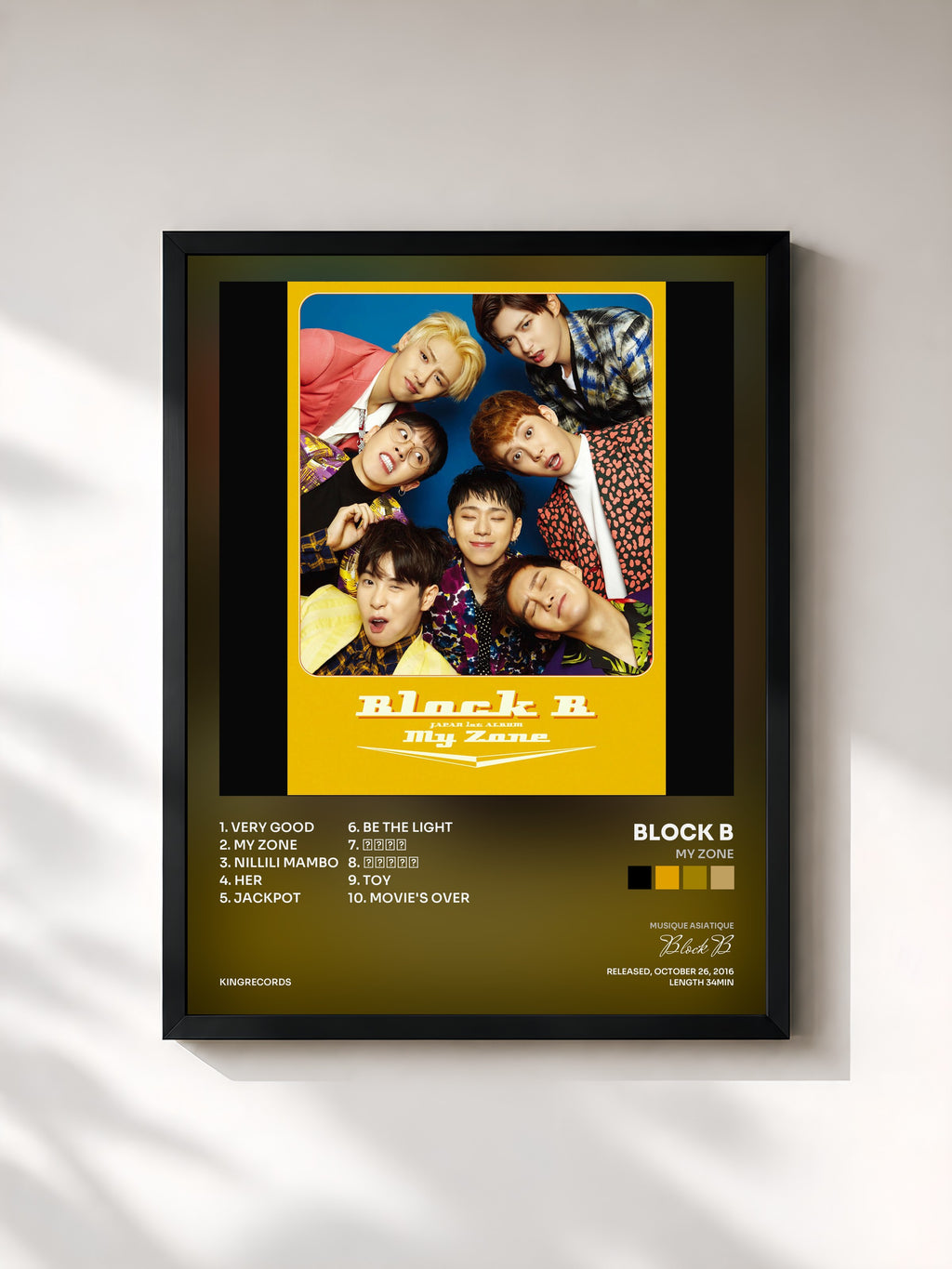 #noir Tableau de l'album My Zone de Block B, cadre noir, imprimé et encadré en France