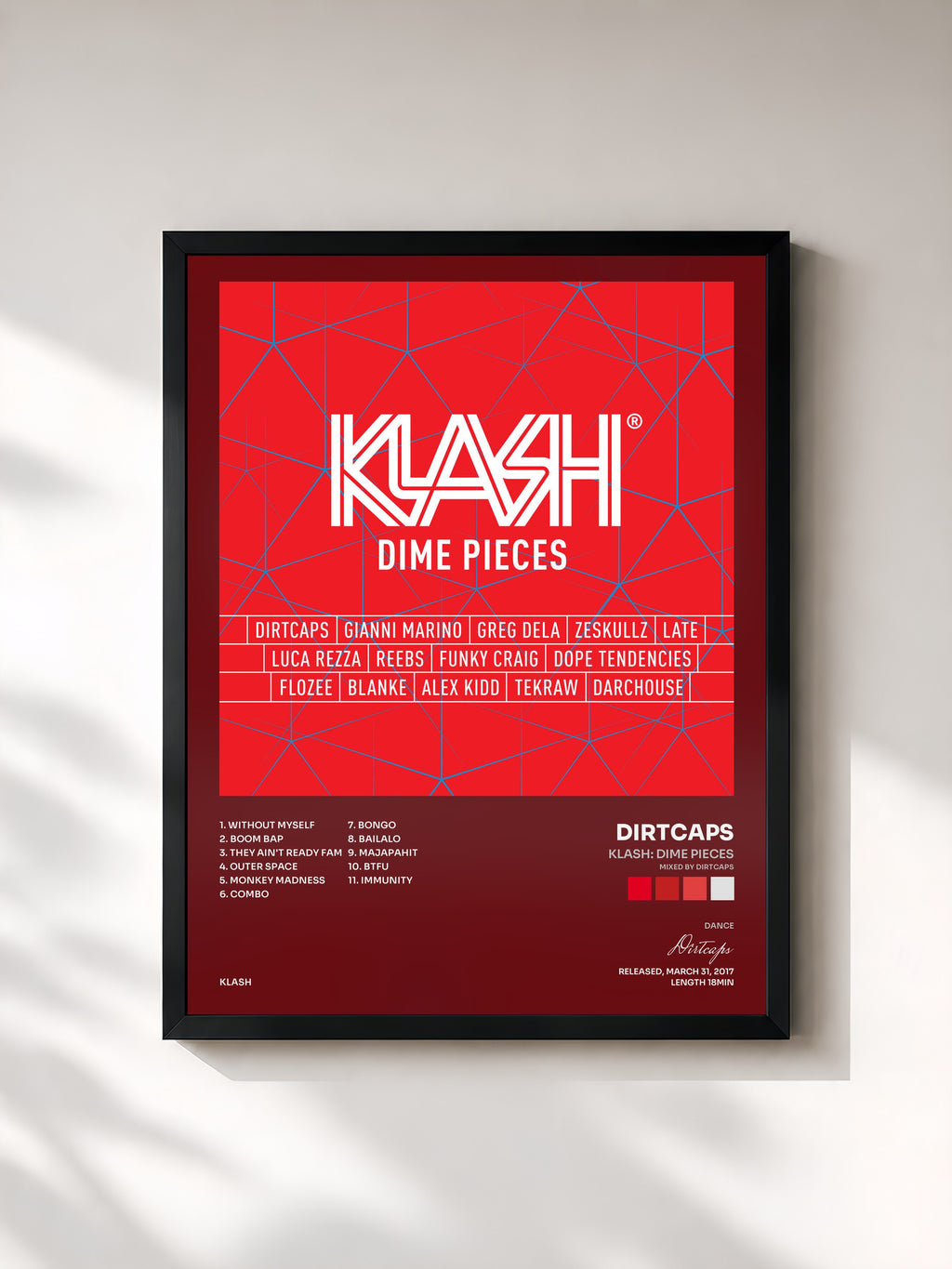 #noir Tableau de l'album KLASH: Dime Pieces (Mixed by Dirtcaps) de Dirtcaps, cadre noir, imprimé et encadré en France