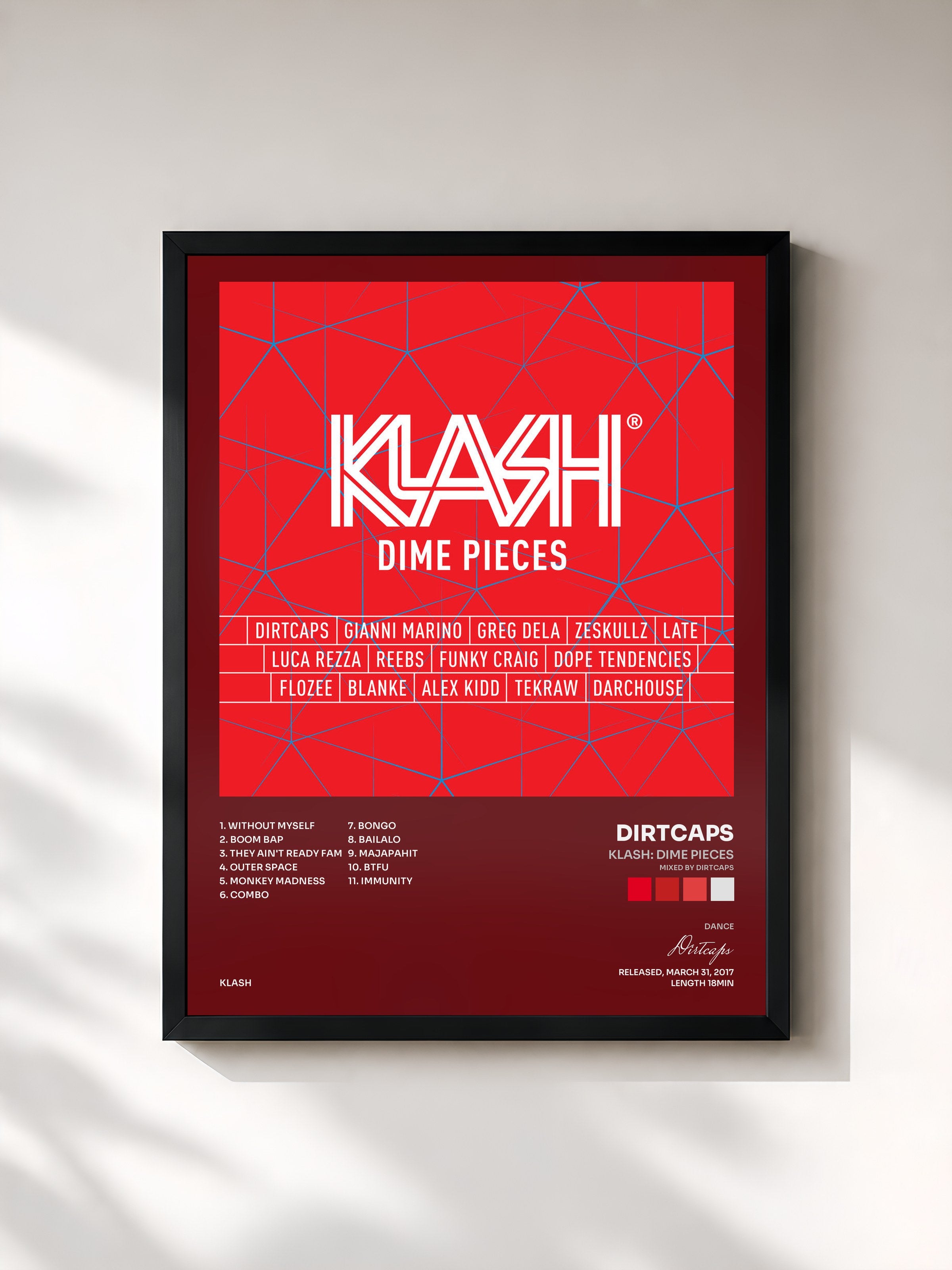 #noir Tableau de l'album KLASH: Dime Pieces (Mixed by Dirtcaps) de Dirtcaps, cadre noir, imprimé et encadré en France