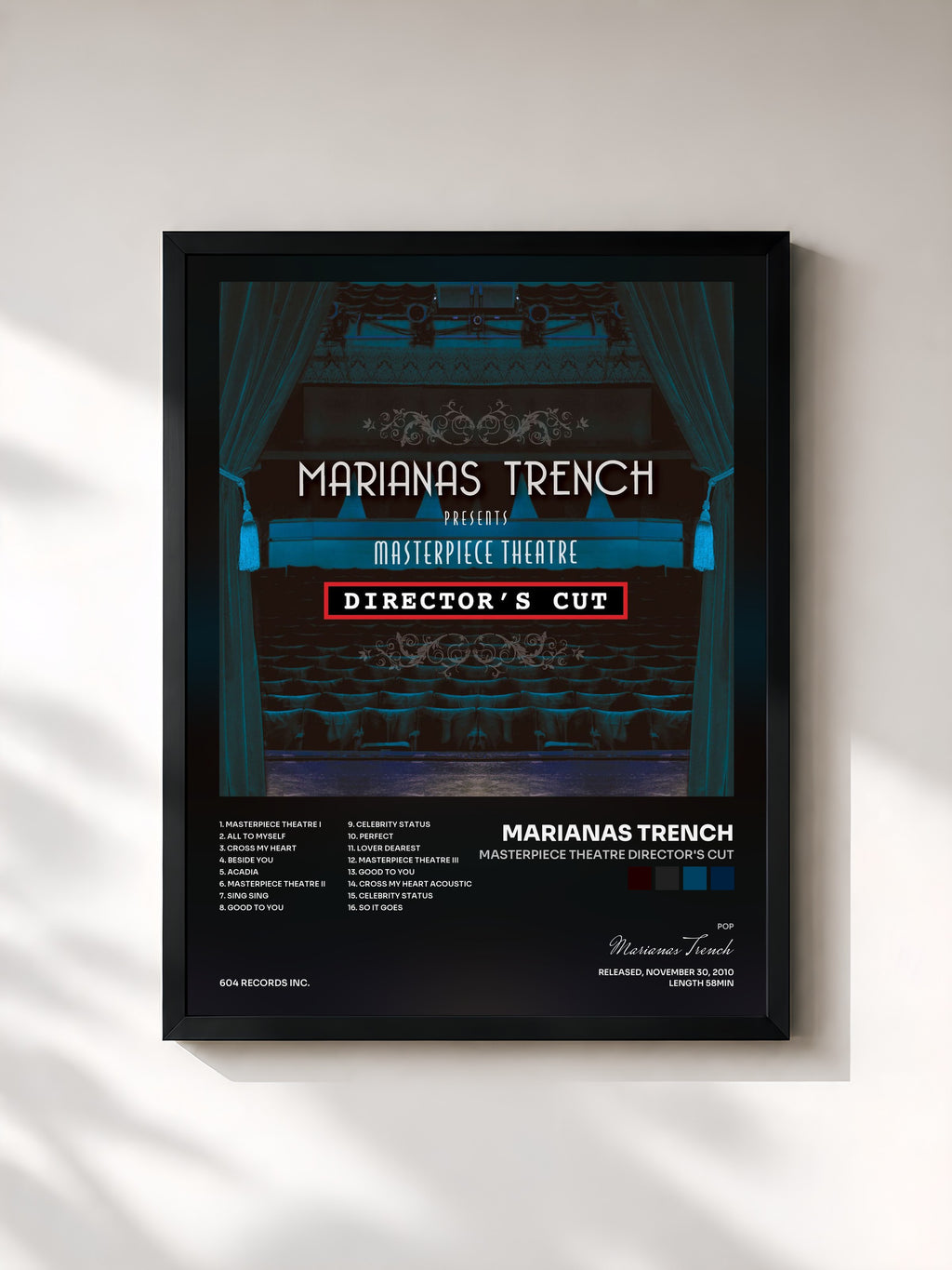 #noir Tableau de l'album Masterpiece Theatre Director's Cut de Marianas Trench, cadre noir, imprimé et encadré en France
