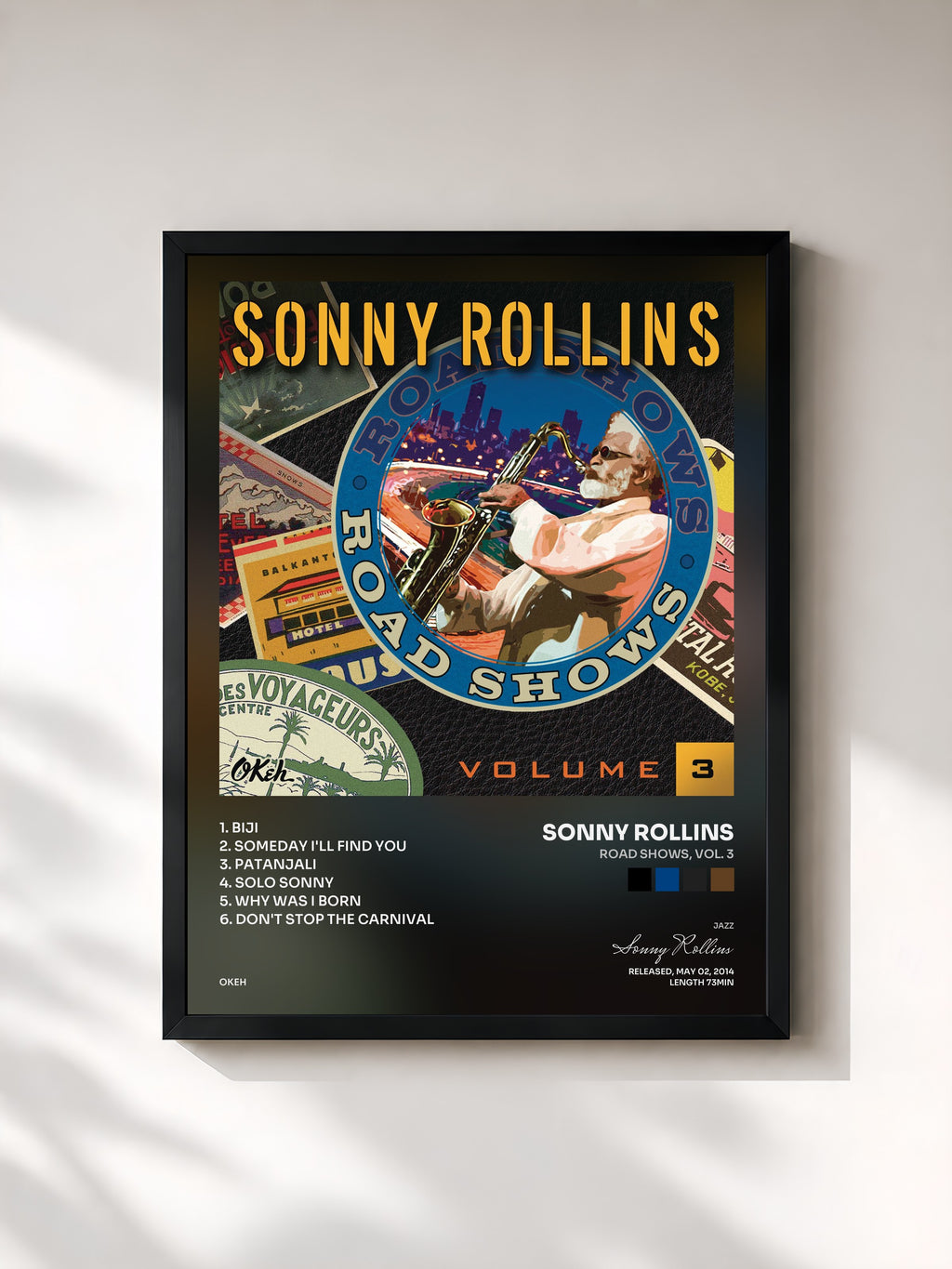 #noir Tableau de l'album Road Shows, Vol. 3 de Sonny Rollins, cadre noir, imprimé et encadré en France