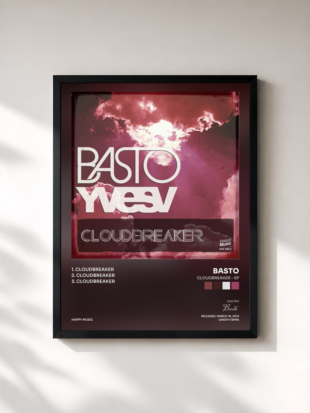 #noir Tableau de l'album CloudBreaker - Ep de Basto, cadre noir, imprimé et encadré en France