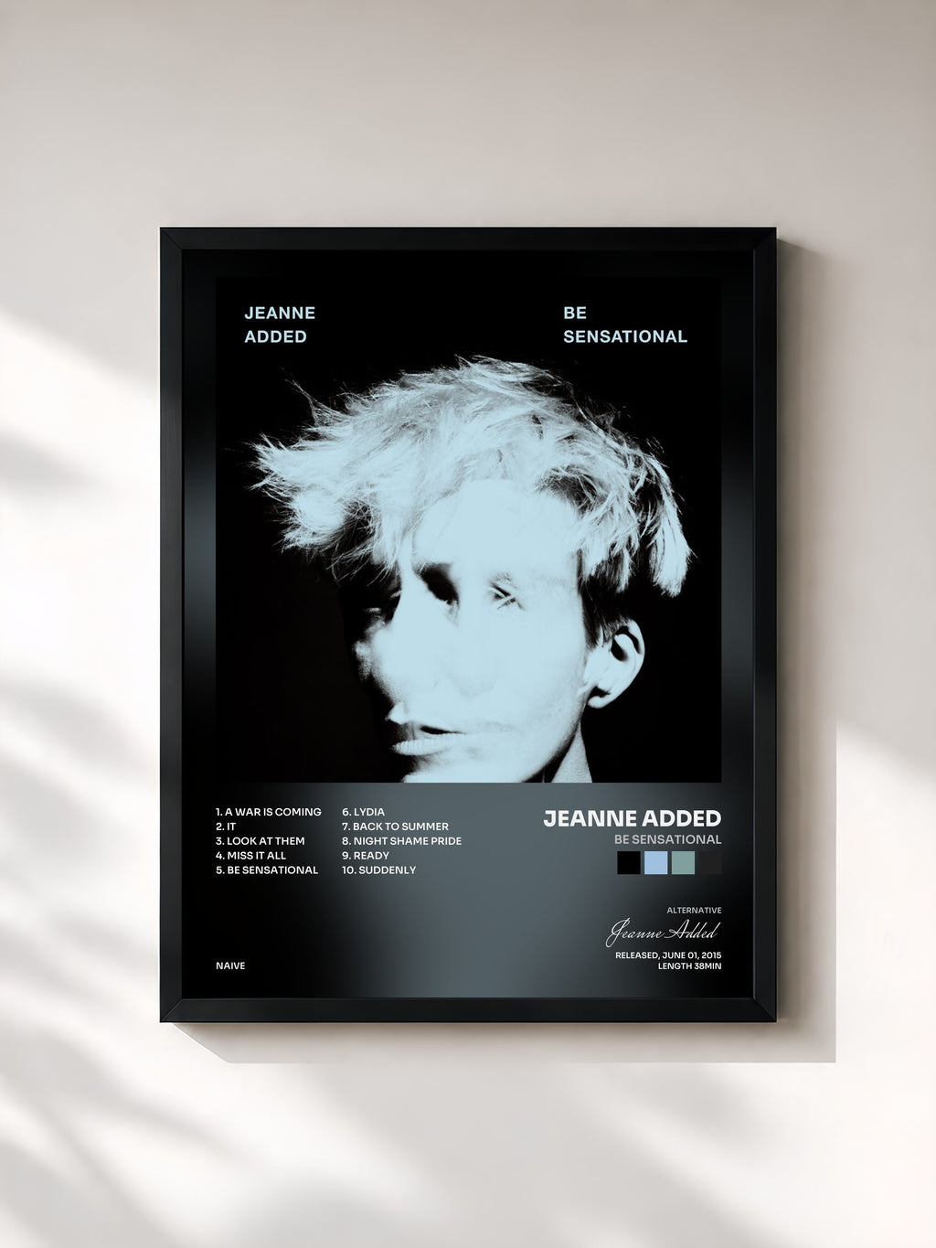 #noir Tableau de l'album Be Sensational de Jeanne Added, cadre noir, imprimé et encadré en France