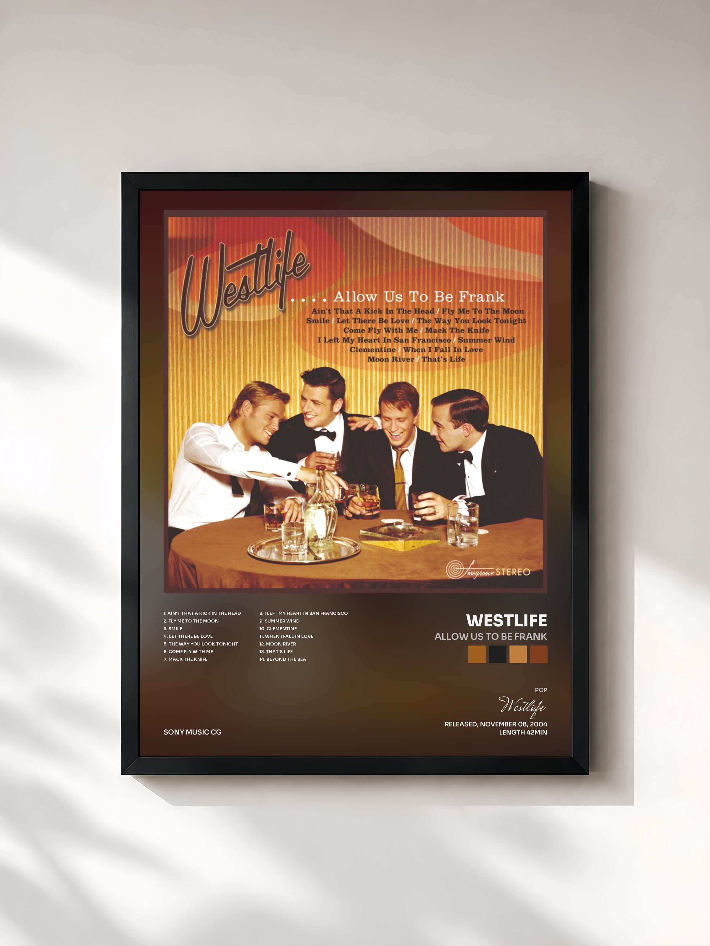#noir Tableau de l'album Allow Us to Be Frank de Westlife, cadre noir, imprimé et encadré en France
