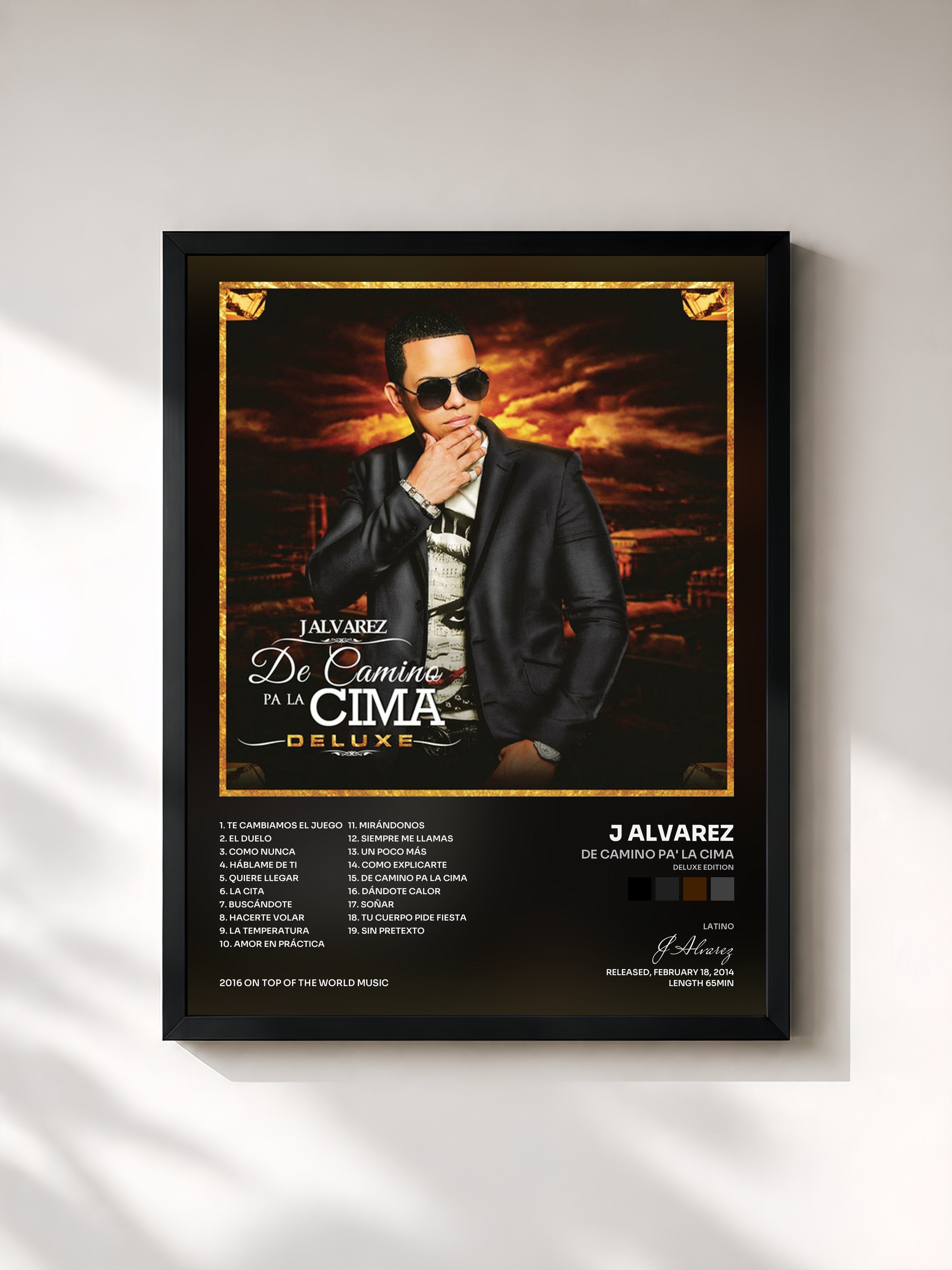 #noir Tableau de l'album De Camino Pa' la Cima (Deluxe Edition) de J Alvarez, cadre noir, imprimé et encadré en France