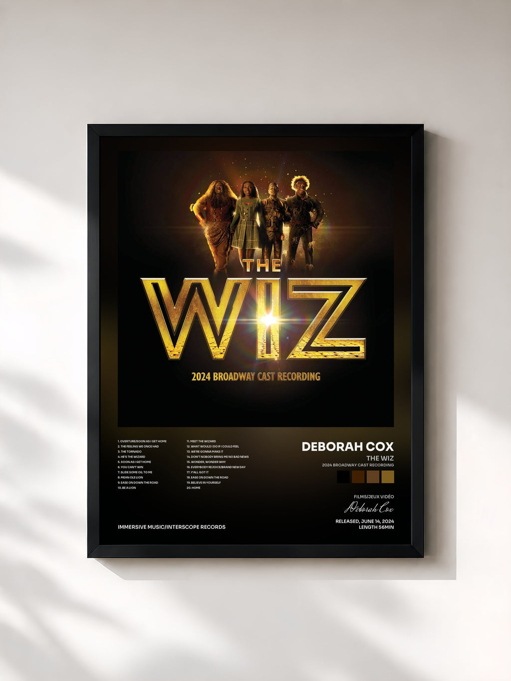 #noir Tableau de l'album THE WIZ (2024 Broadway Cast Recording) de Deborah Cox, cadre noir, imprimé et encadré en France