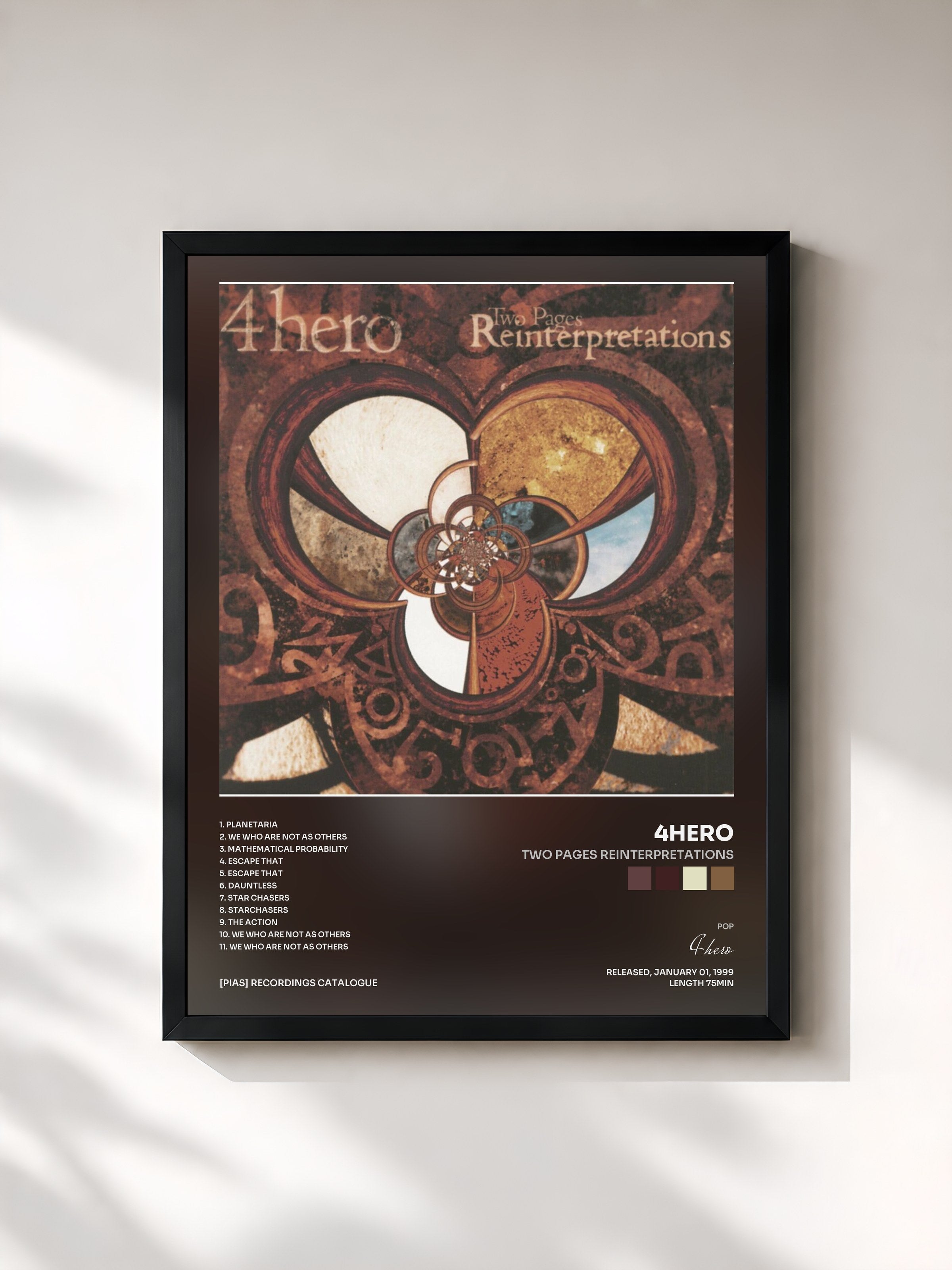 #noir Tableau de l'album Two Pages Reinterpretations de 4hero, cadre noir, imprimé et encadré en France