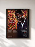 #noir Tableau de l'album Thinking Out Loud de Young Dolph, cadre noir, imprimé et encadré en France