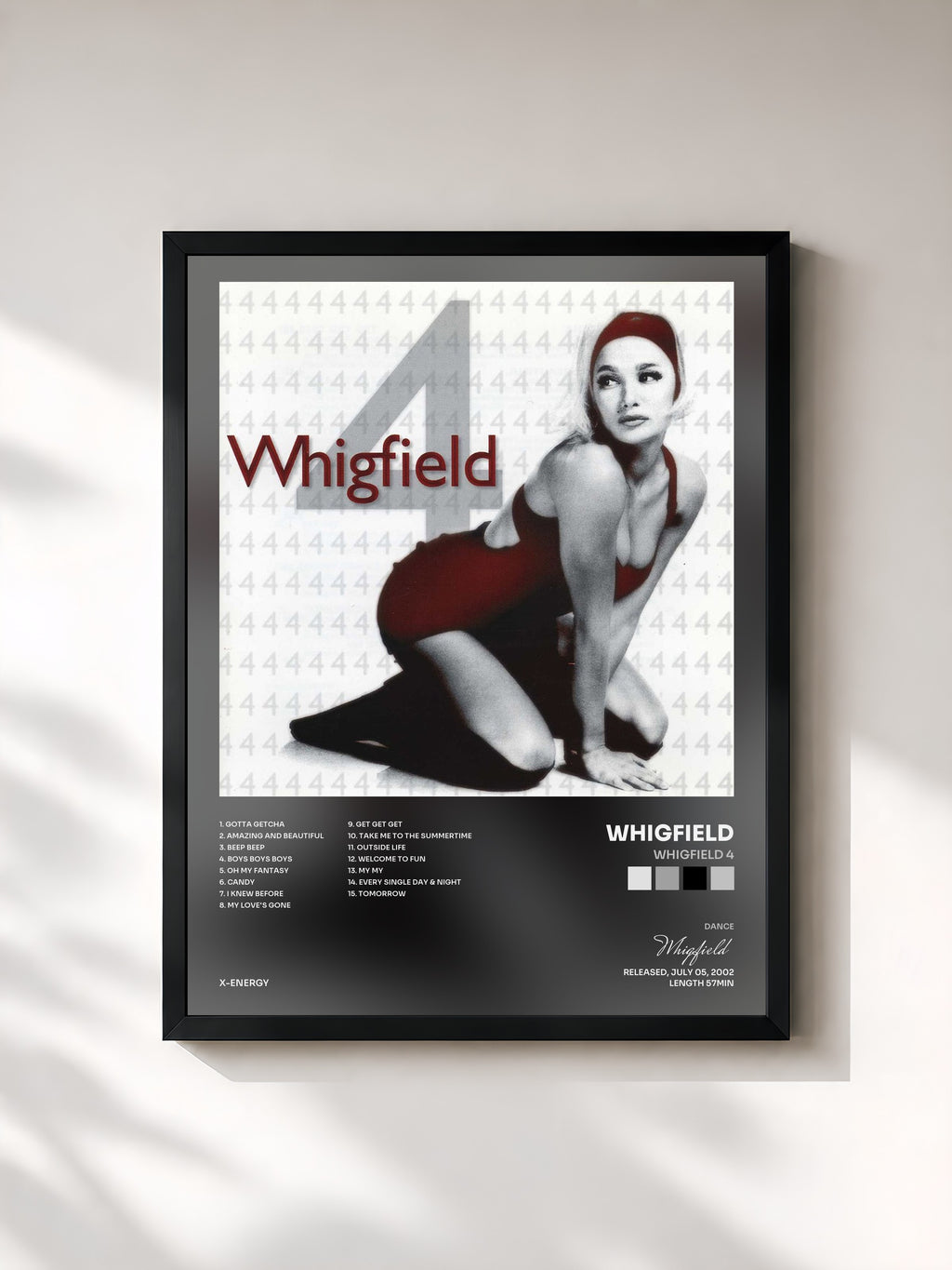 #noir Tableau de l'album Whigfield 4 de Whigfield, cadre noir, imprimé et encadré en France