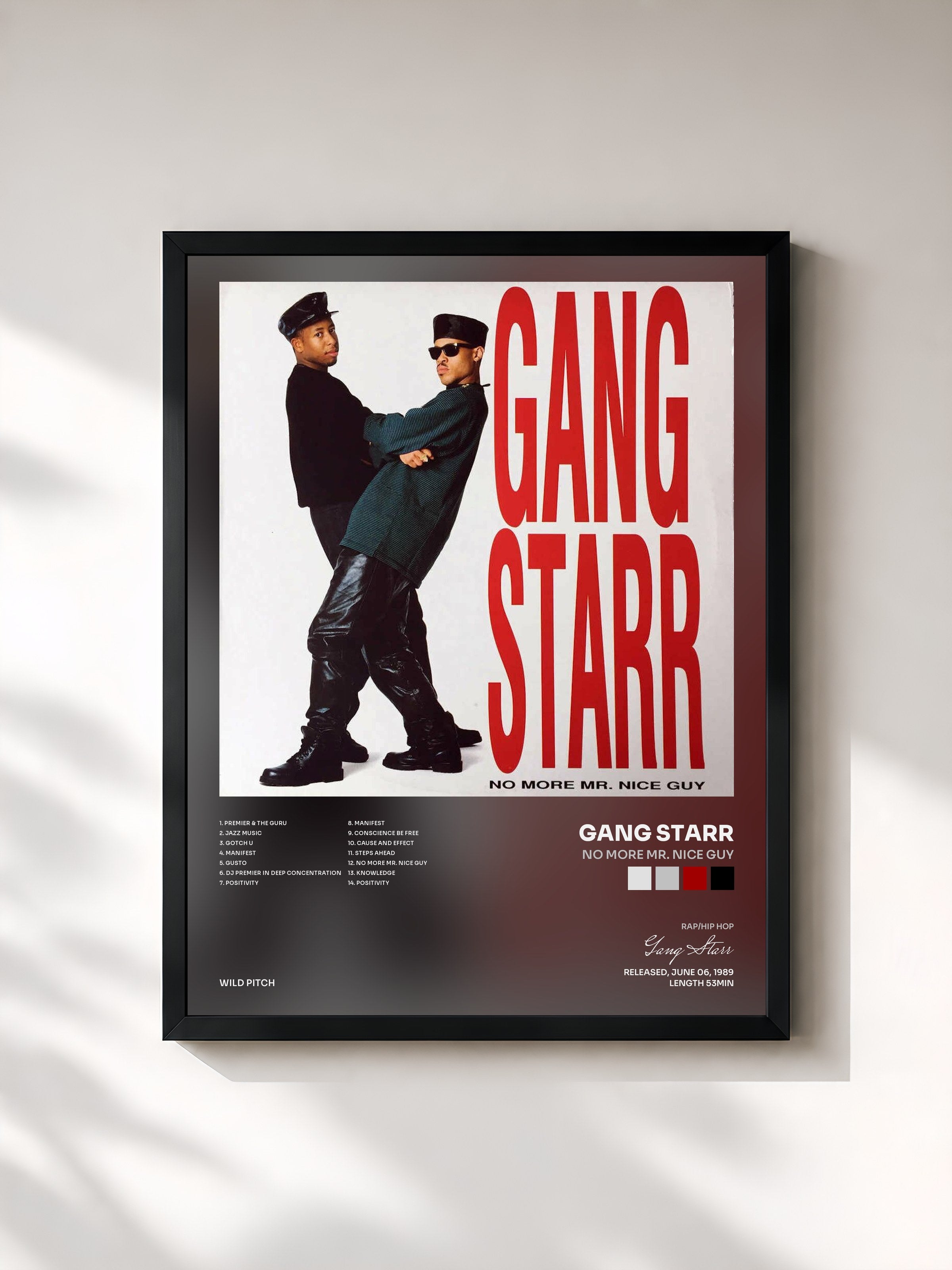 #noir Tableau de l'album No More Mr. Nice Guy de Gang Starr, cadre noir, imprimé et encadré en France