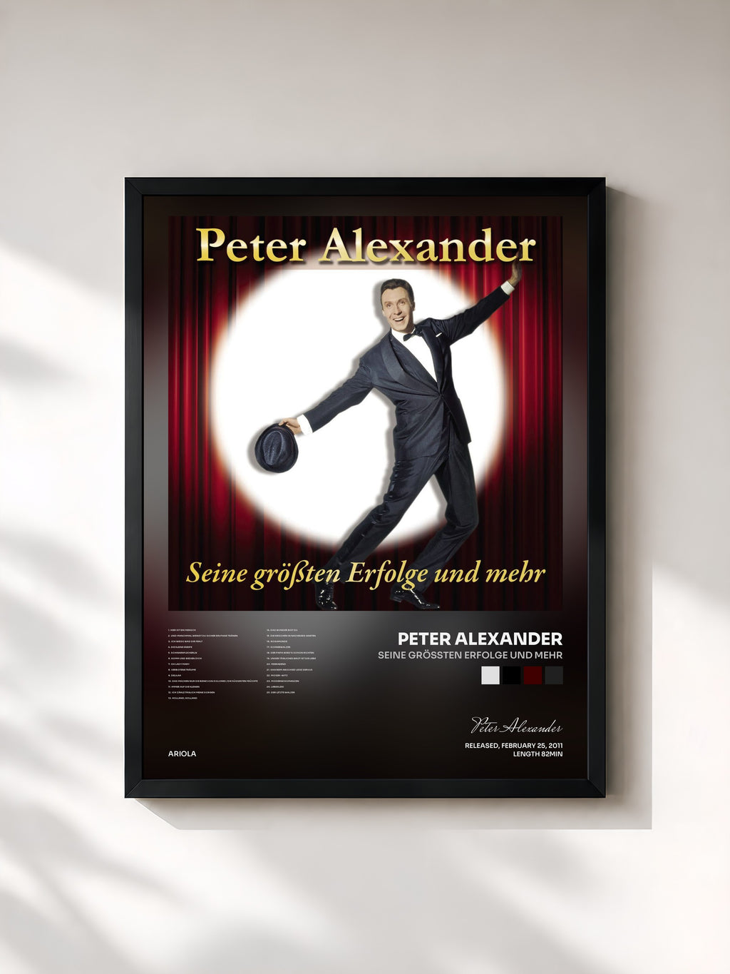 #noir Tableau de l'album Seine größten Erfolge und mehr de Peter Alexander, cadre noir, imprimé et encadré en France