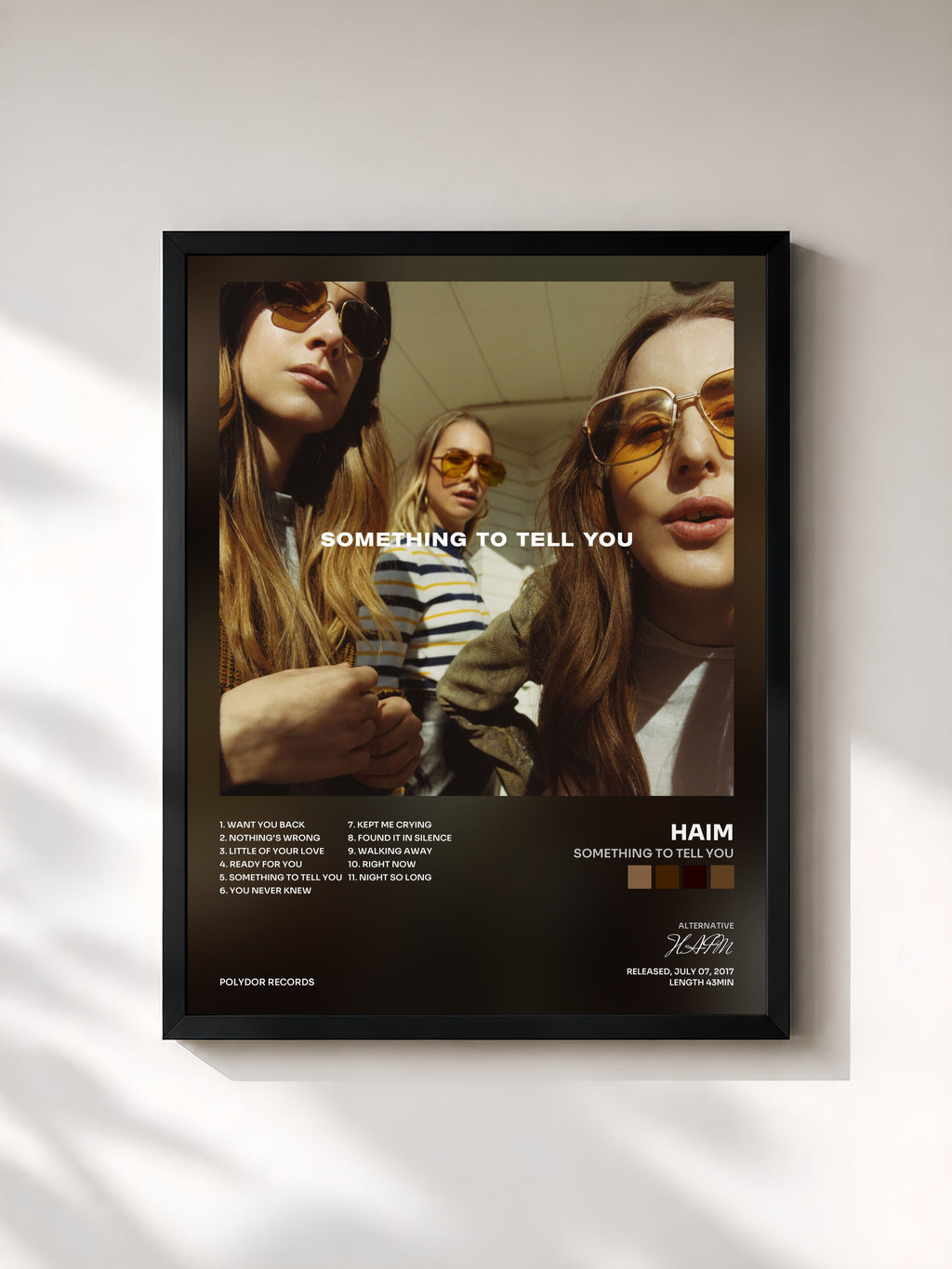 #noir Tableau de l'album Something To Tell You de HAIM, cadre noir, imprimé et encadré en France
