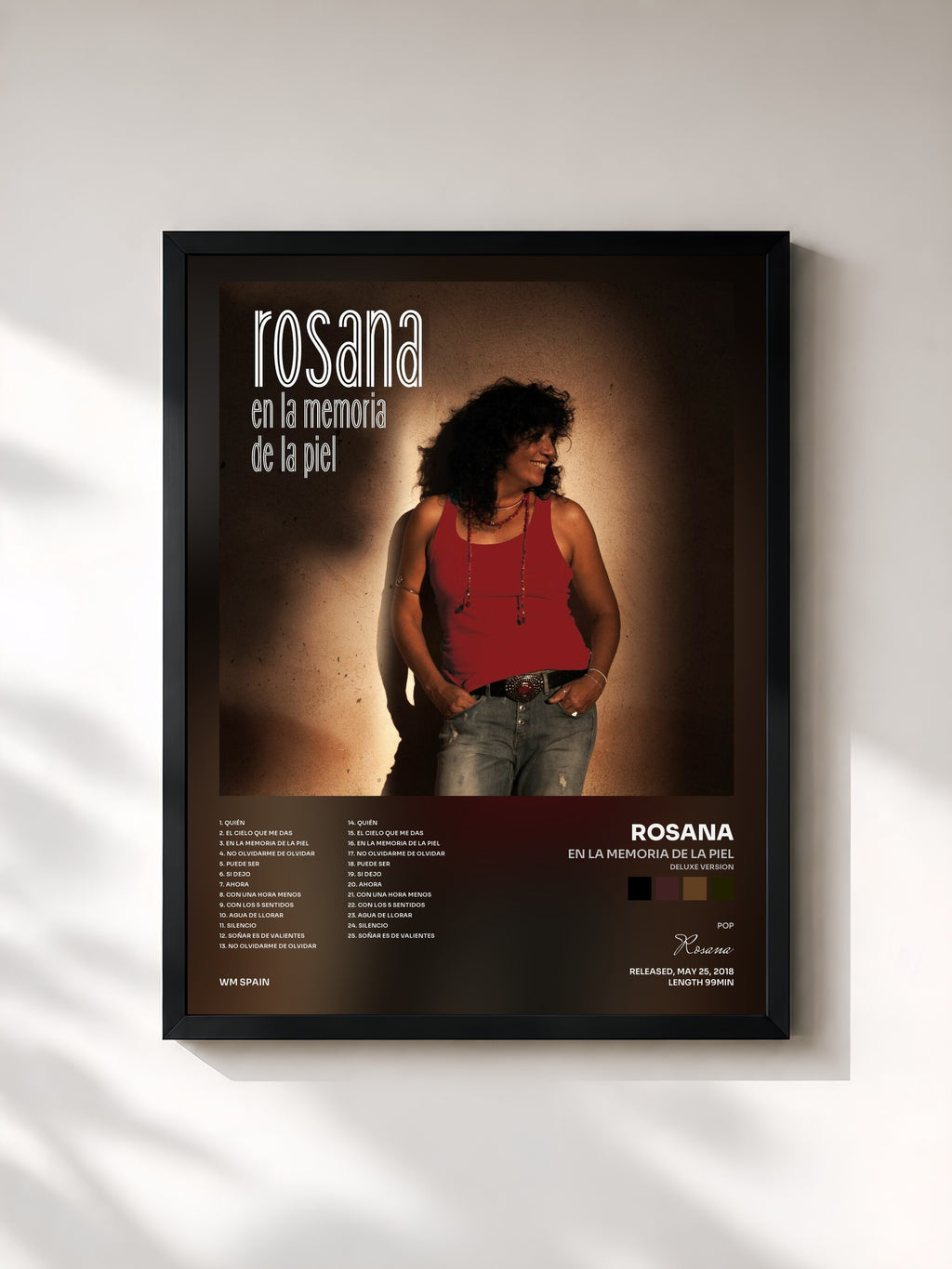 #noir Tableau de l'album En la memoria de la piel (Deluxe Version) de Rosana, cadre noir, imprimé et encadré en France
