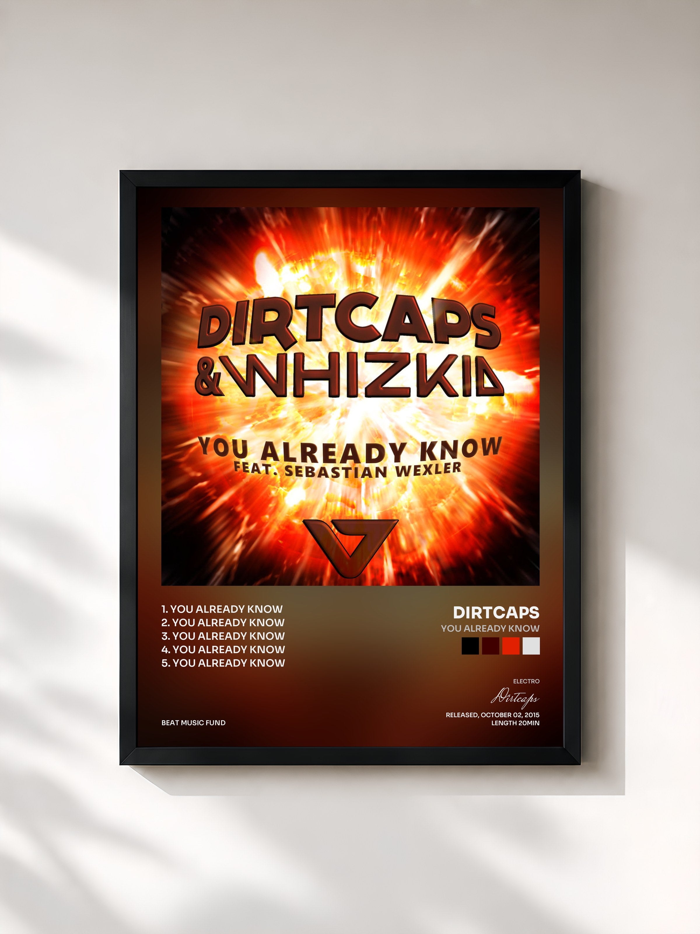 #noir Tableau de l'album You Already Know de Dirtcaps, cadre noir, imprimé et encadré en France