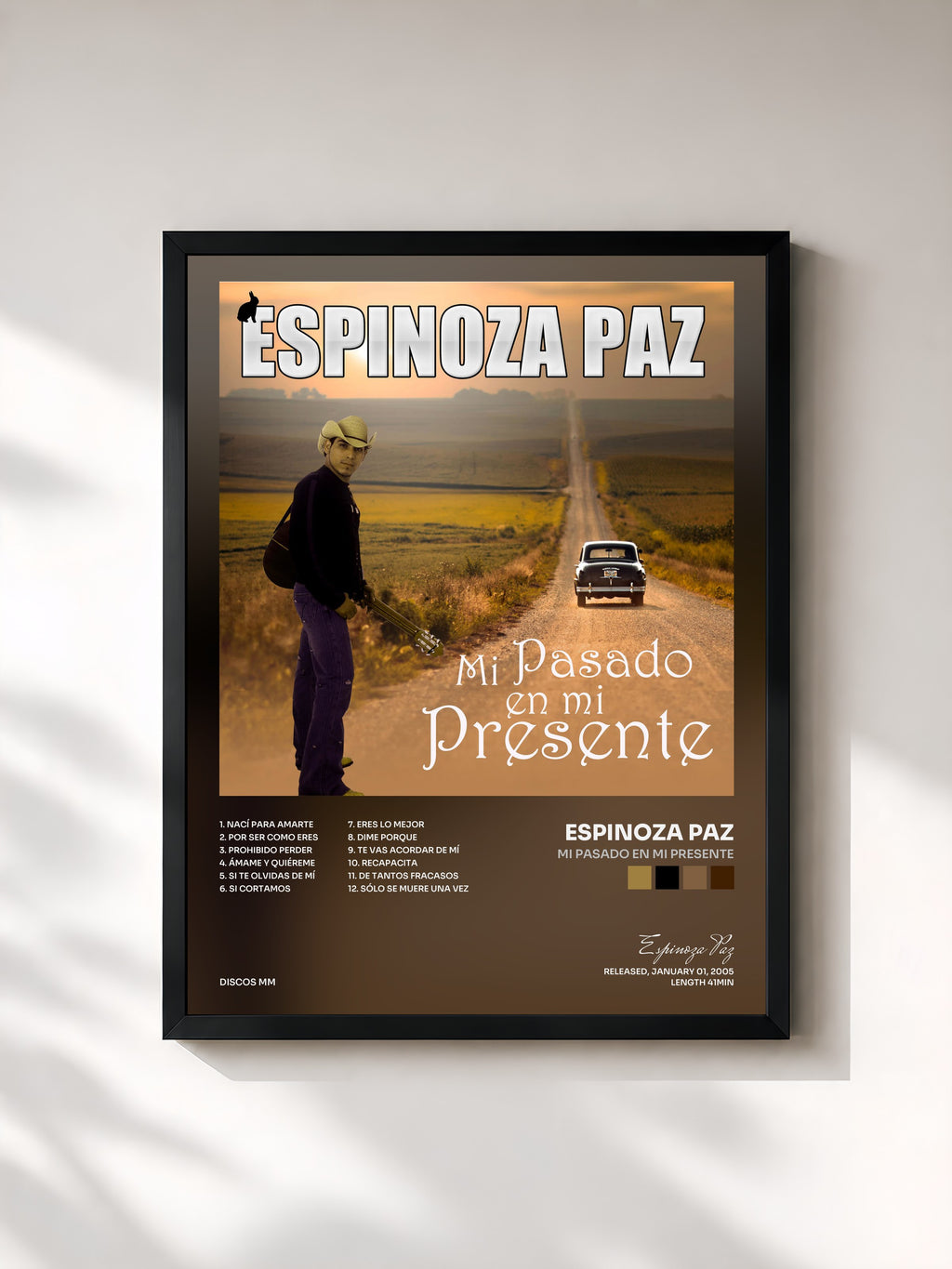 #noir Tableau de l'album Mi Pasado en Mi Presente de Espinoza Paz, cadre noir, imprimé et encadré en France