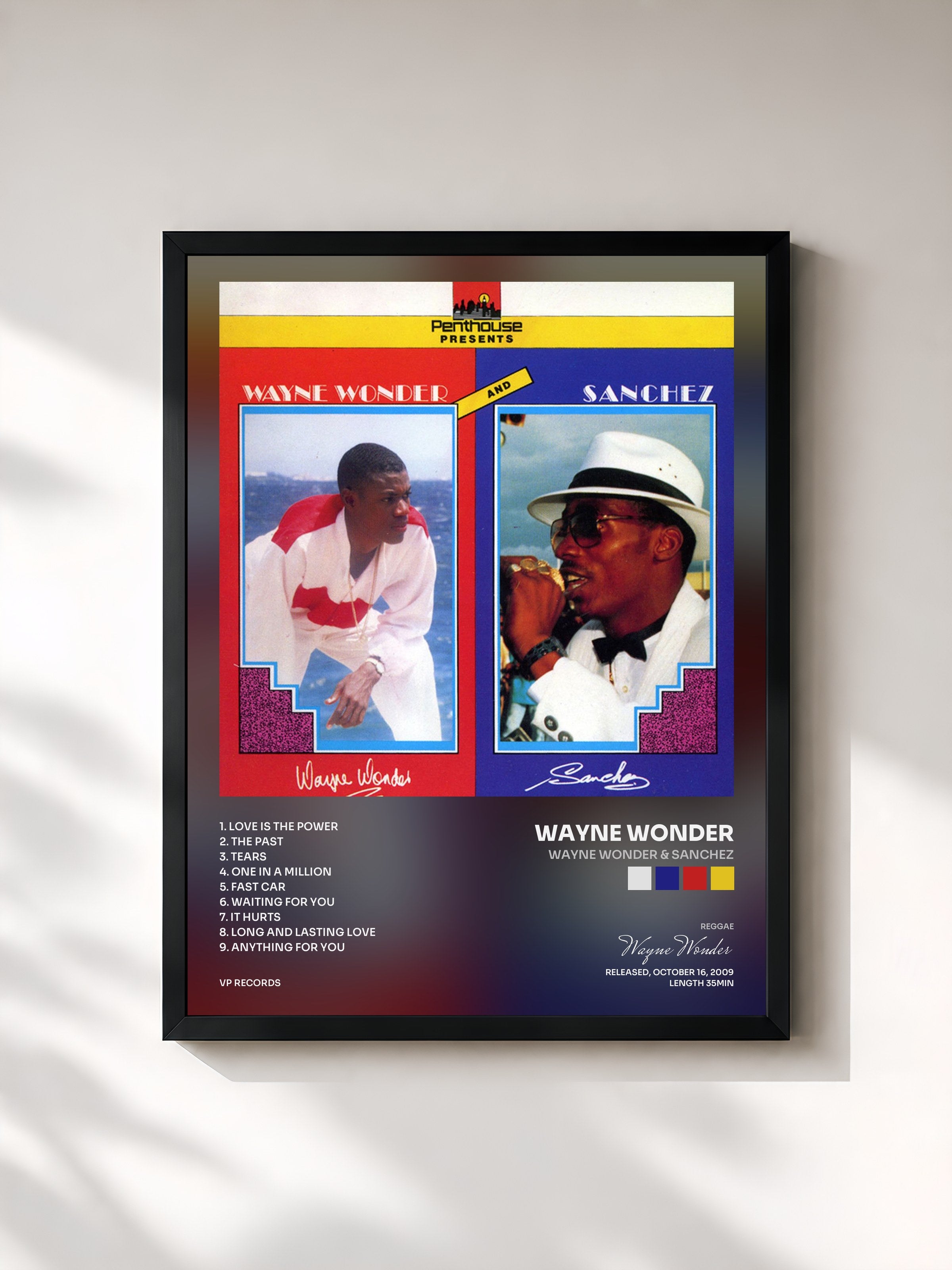 #noir Tableau de l'album Wayne Wonder & Sanchez de Wayne Wonder, cadre noir, imprimé et encadré en France