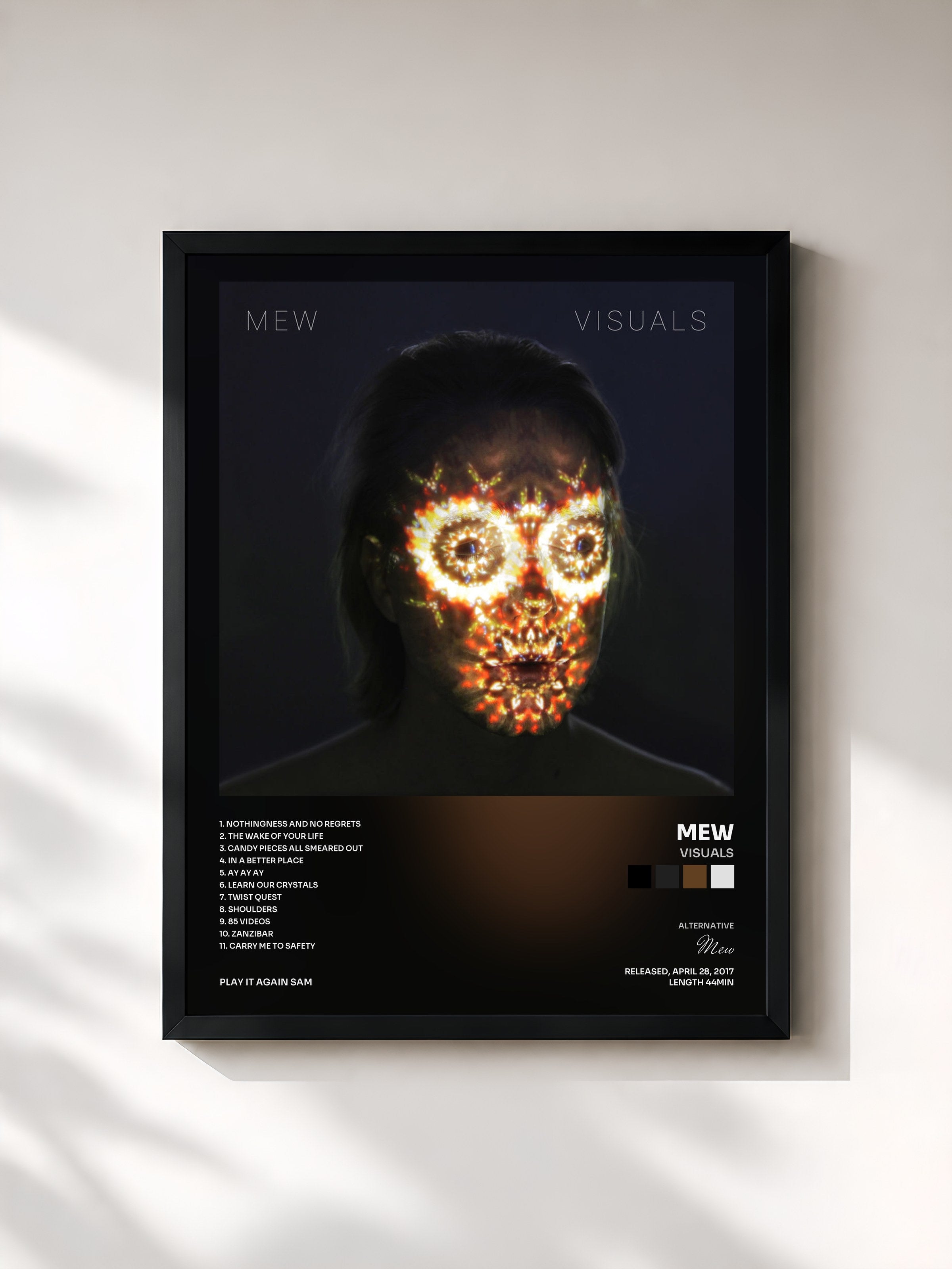 #noir Tableau de l'album Visuals de Mew, cadre noir, imprimé et encadré en France