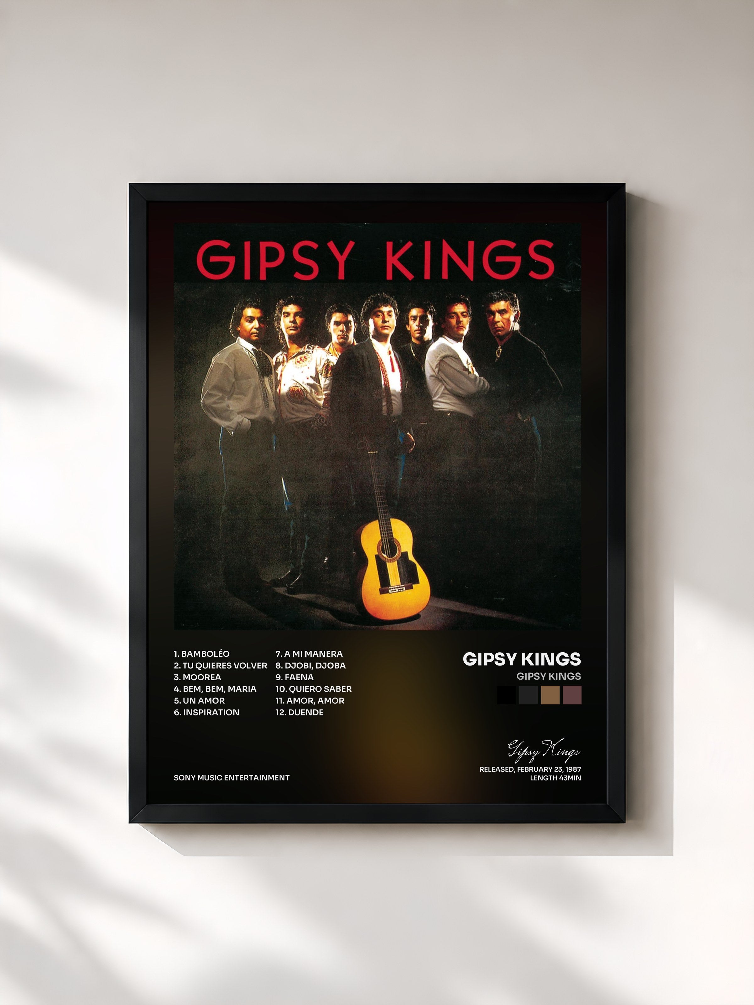 #noir Tableau de l'album Gipsy Kings de Gipsy Kings, cadre noir, imprimé et encadré en France