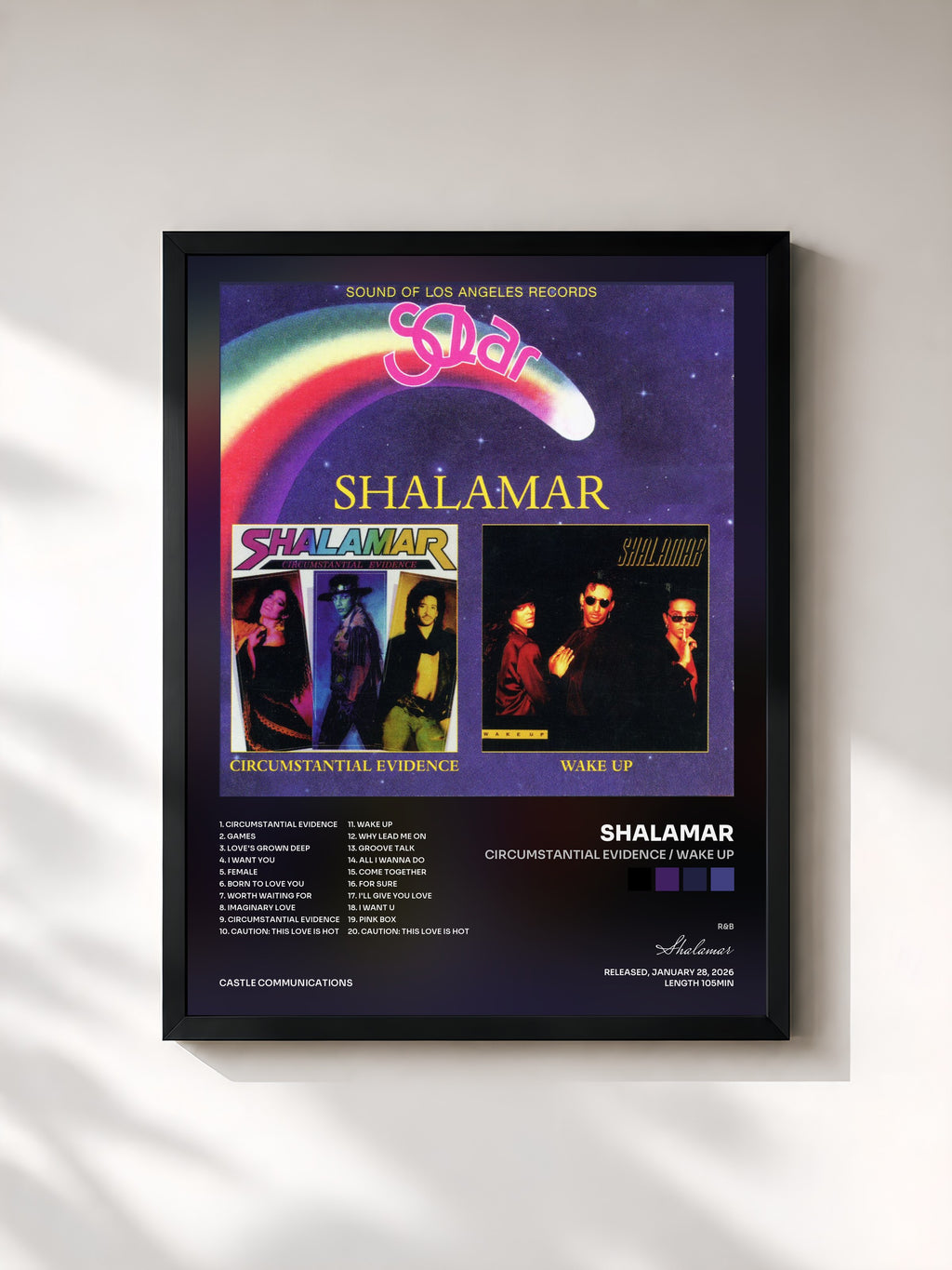 #noir Tableau de l'album Circumstantial Evidence / Wake Up de Shalamar, cadre noir, imprimé et encadré en France