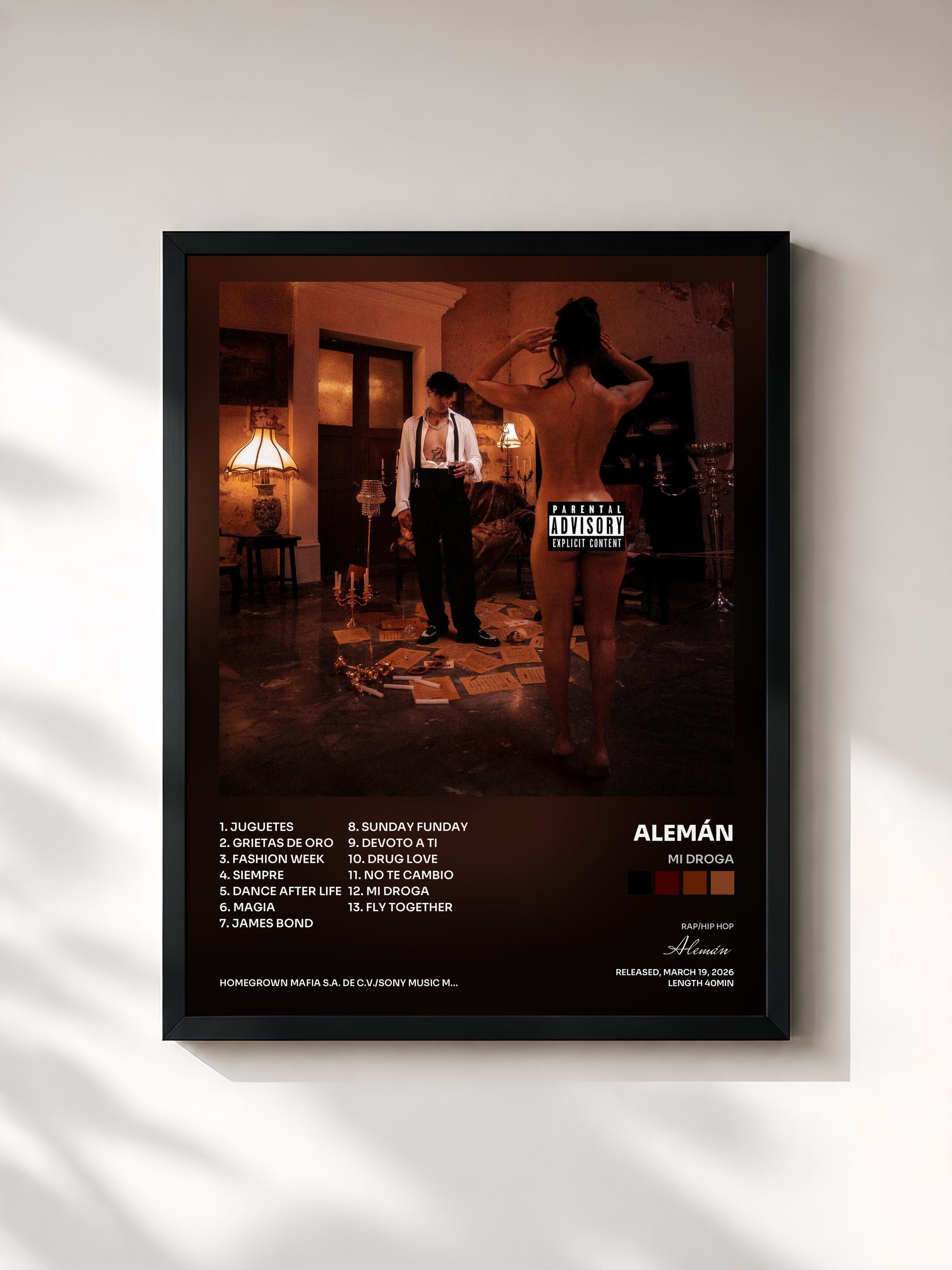 #noir Tableau de l'album Mi Droga de Alemán, cadre noir, imprimé et encadré en France