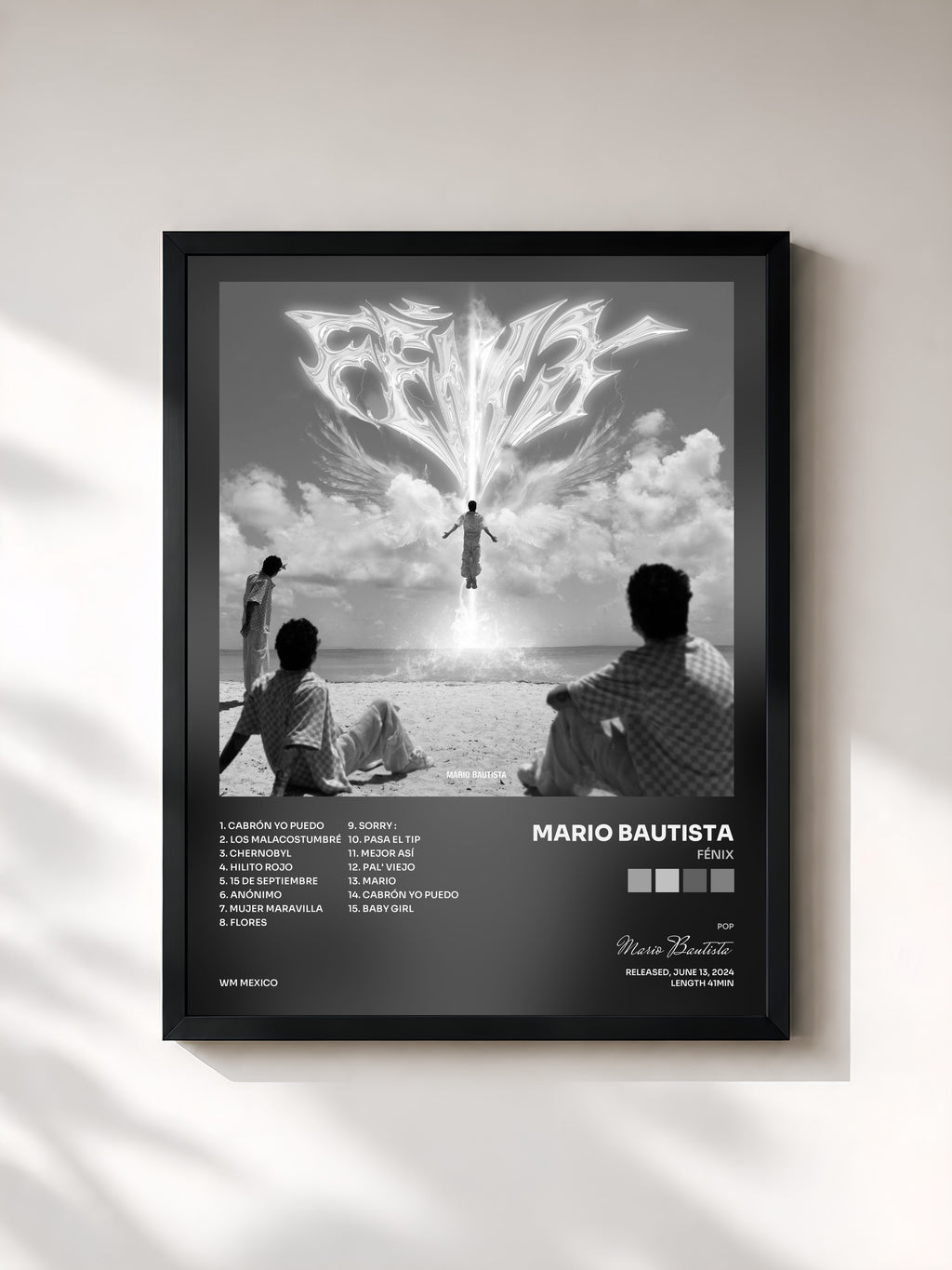 #noir Tableau de l'album Fénix de Mario Bautista, cadre noir, imprimé et encadré en France