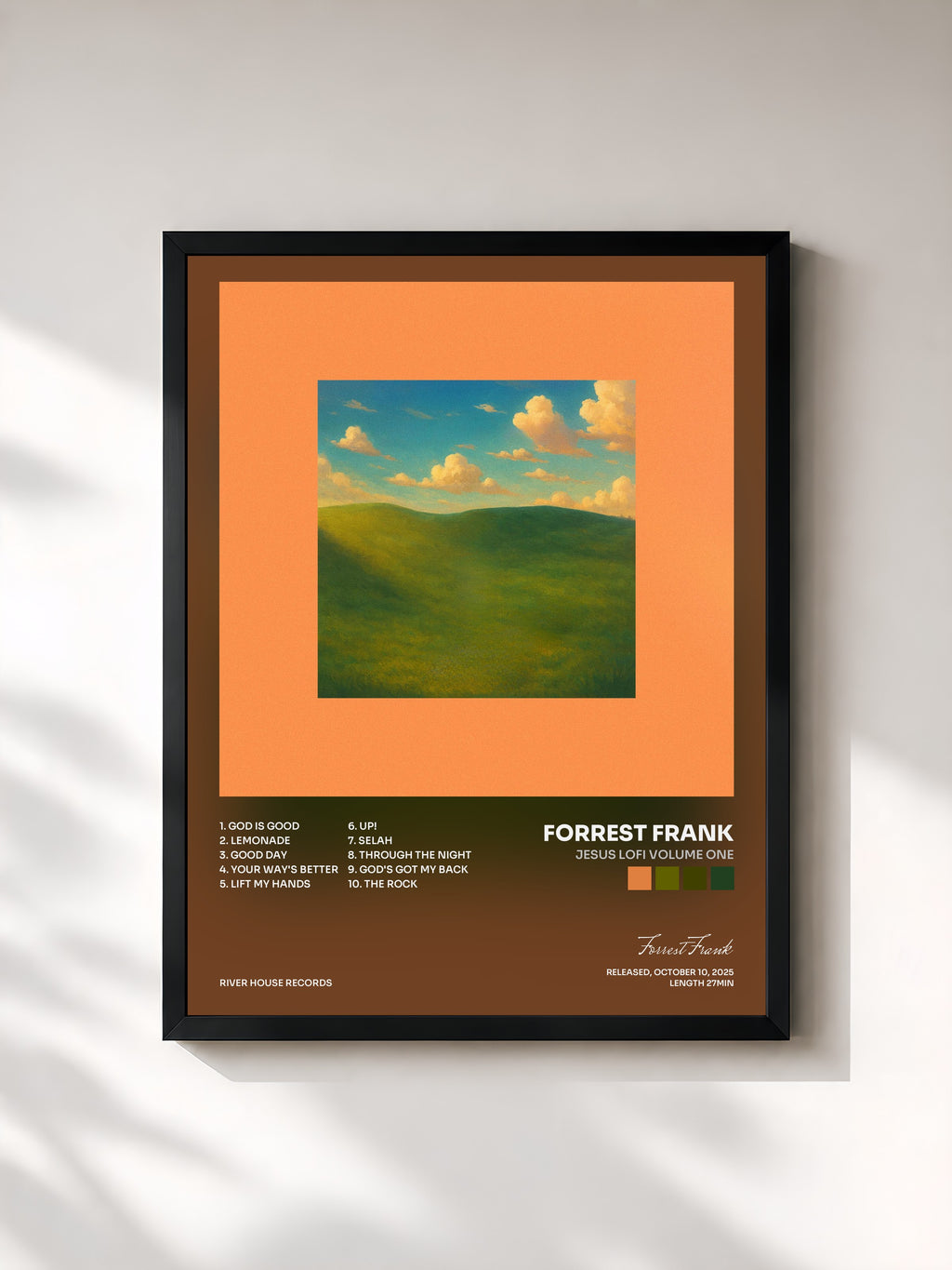 #noir Tableau de l'album JESUS LOFI VOLUME ONE de Forrest Frank, cadre noir, imprimé et encadré en France