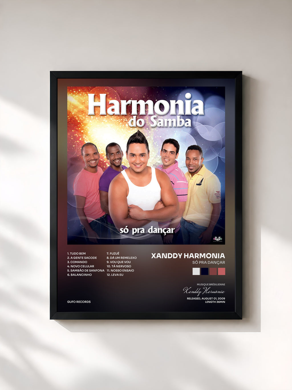 #noir Tableau de l'album Só Pra Dançar de Xanddy Harmonia, cadre noir, imprimé et encadré en France