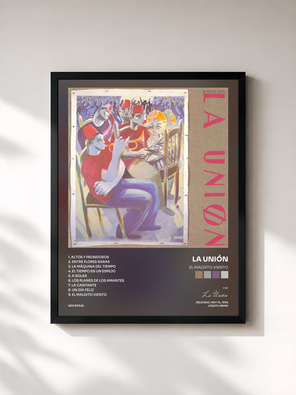 #noir Tableau de l'album El Maldito Viento de La Unión, cadre noir, imprimé et encadré en France