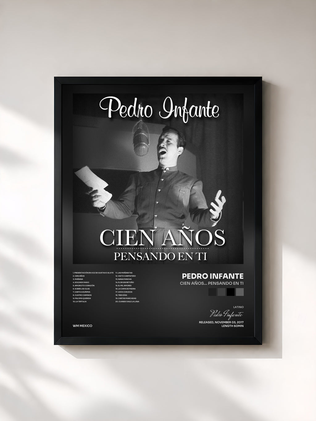 #noir Tableau de l'album Cien años... pensando en ti de Pedro Infante, cadre noir, imprimé et encadré en France