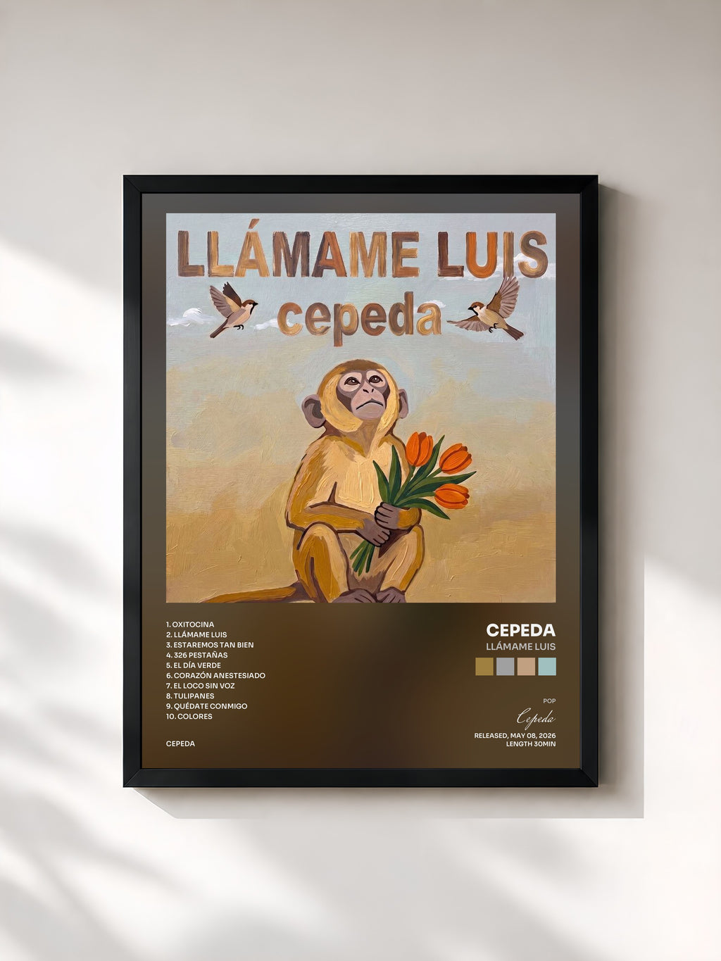 #noir Tableau de l'album Llámame Luis de Cepeda, cadre noir, imprimé et encadré en France