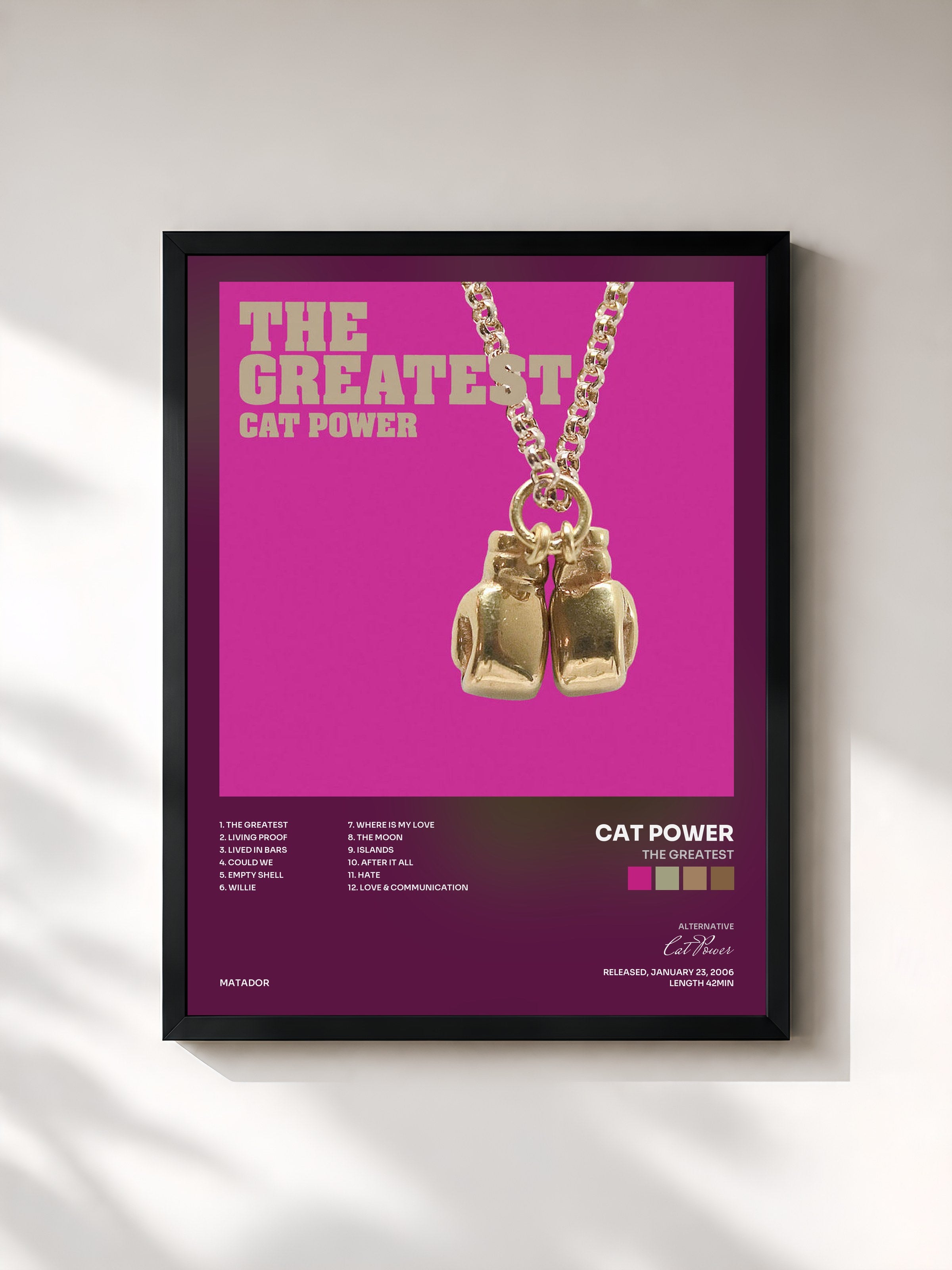 #noir Tableau de l'album The Greatest de Cat Power, cadre noir, imprimé et encadré en France