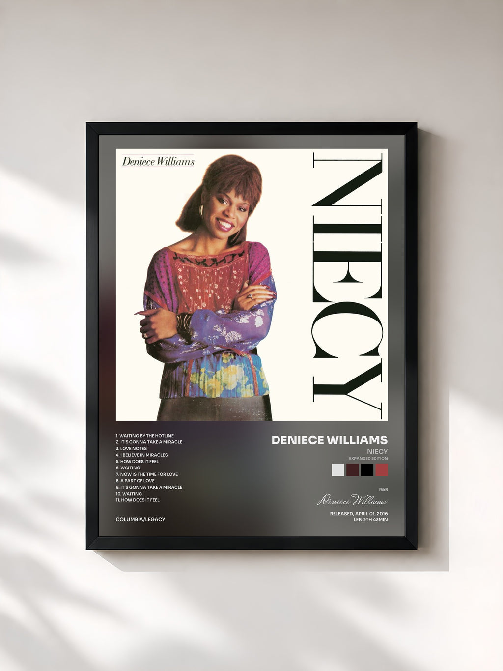 #noir Tableau de l'album Niecy (Expanded Edition) de Deniece Williams, cadre noir, imprimé et encadré en France