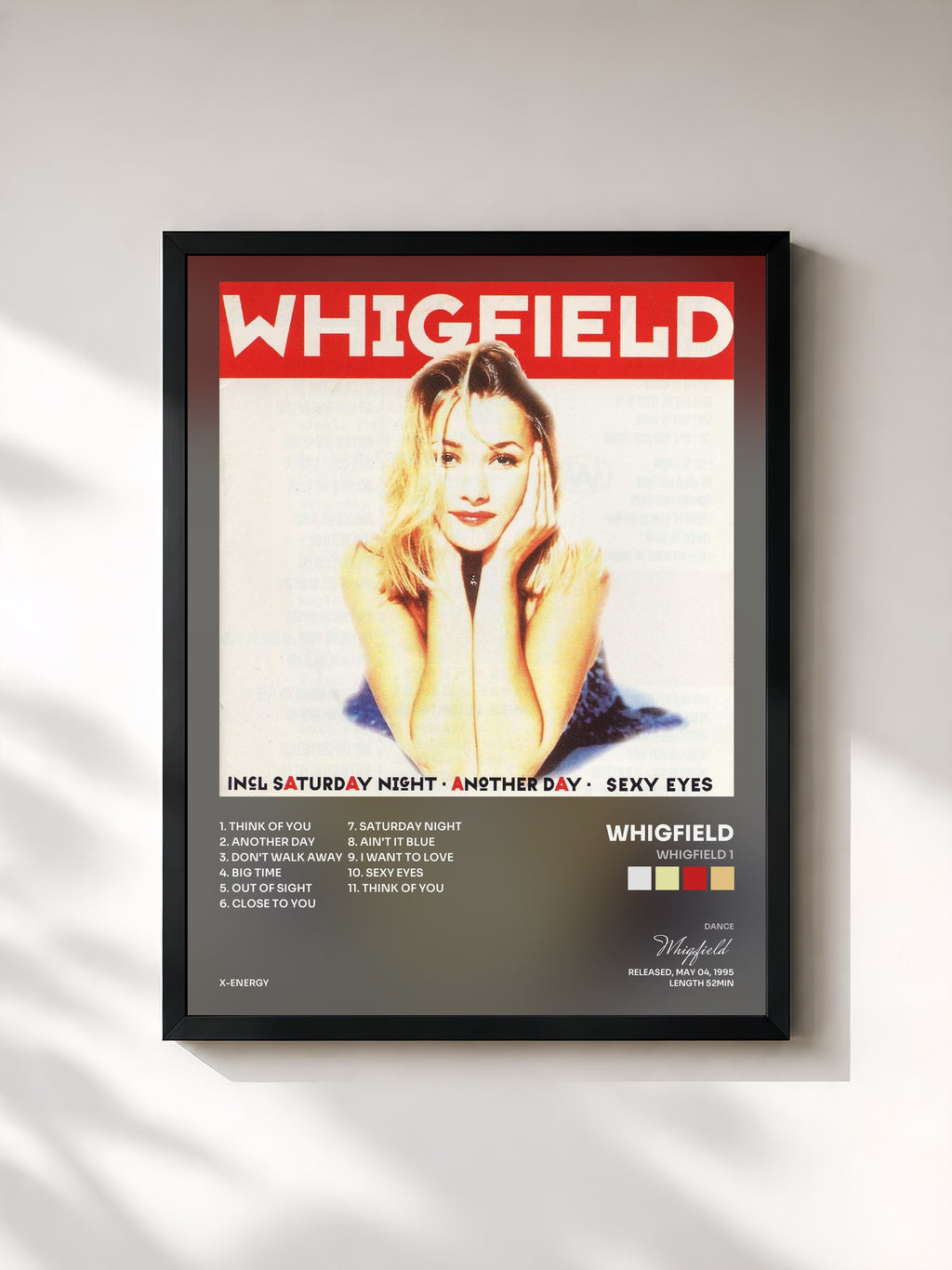 #noir Tableau de l'album Whigfield 1 de Whigfield, cadre noir, imprimé et encadré en France