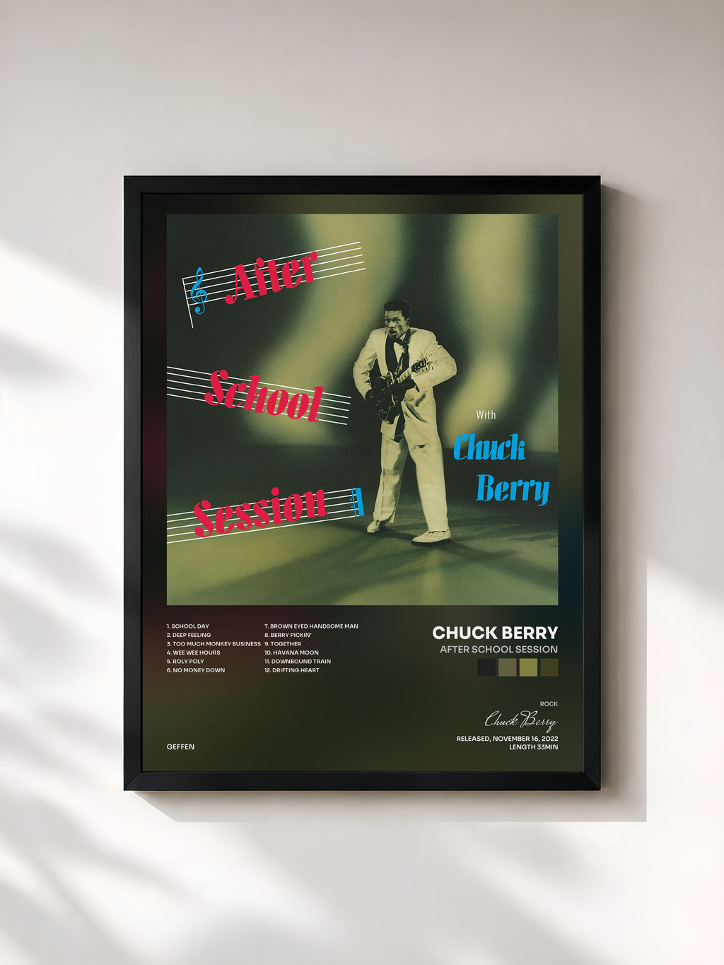 #noir Tableau de l'album After School Session de Chuck Berry, cadre noir, imprimé et encadré en France