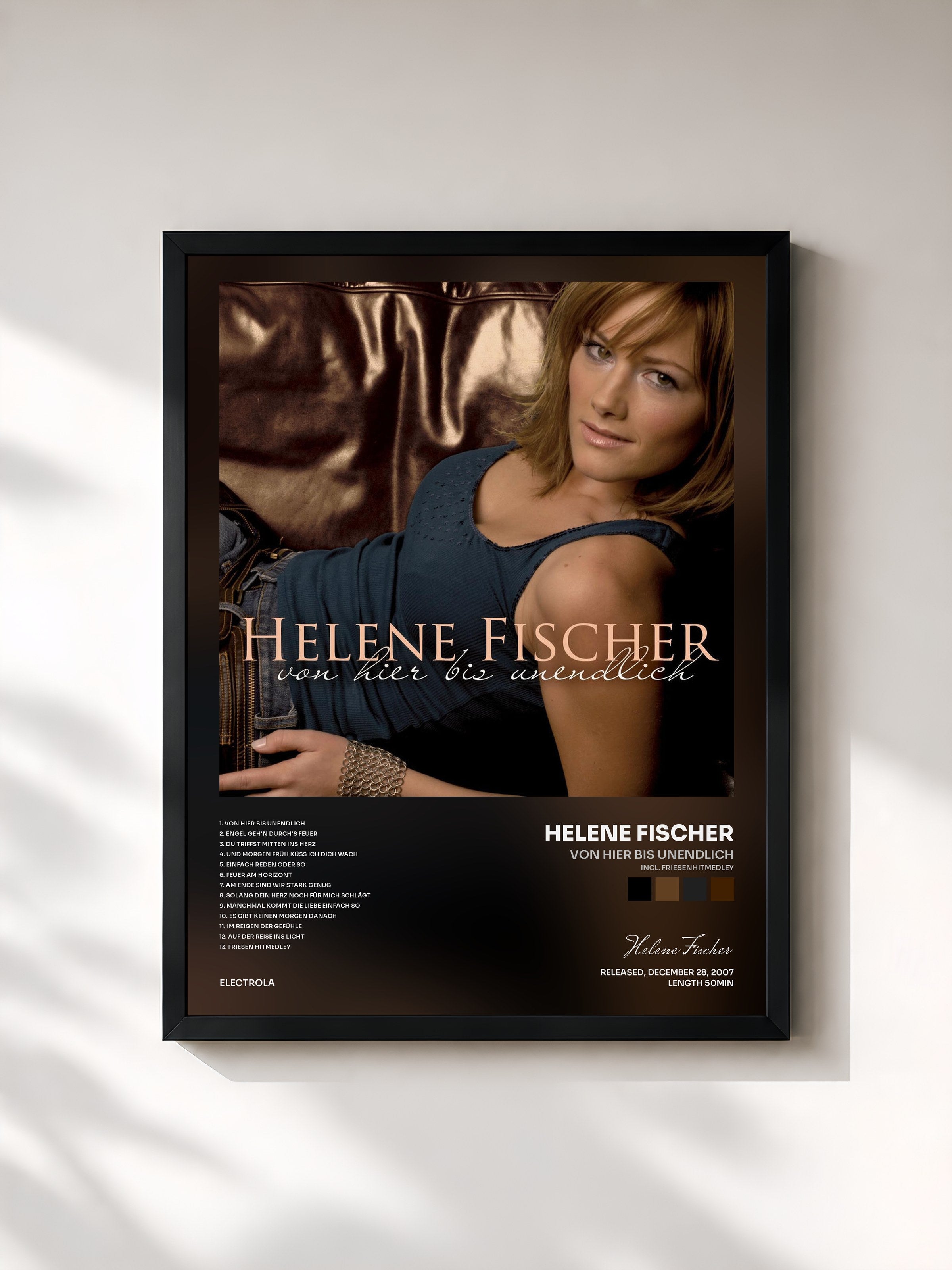 #noir Tableau de l'album Von Hier Bis Unendlich (Incl. FriesenHitmedley) de Helene Fischer, cadre noir, imprimé et encadré en France
