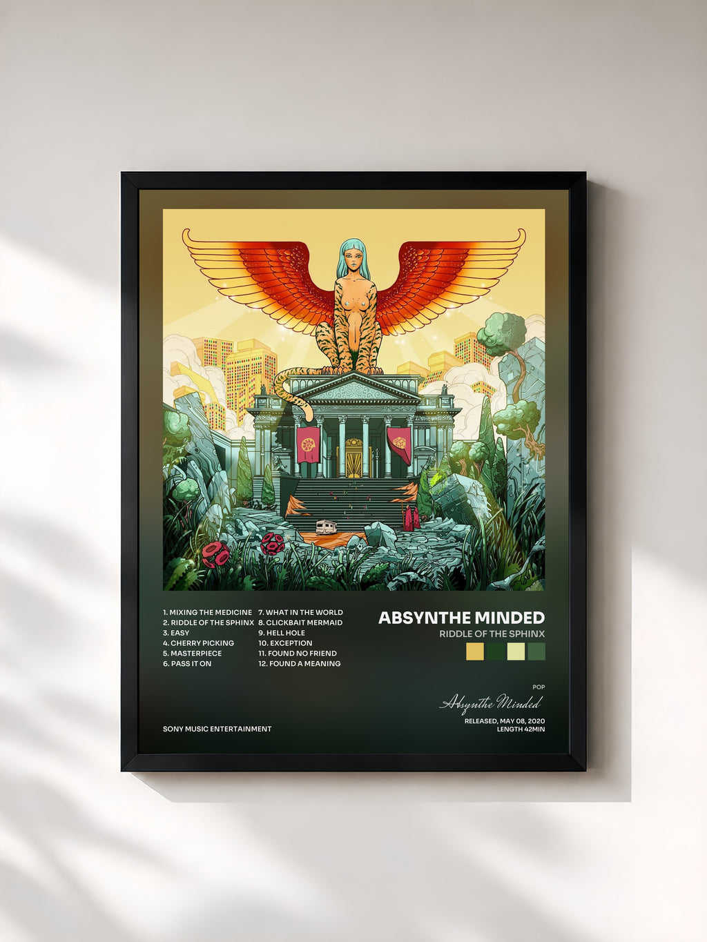#noir Tableau de l'album Riddle of the Sphinx de Absynthe Minded, cadre noir, imprimé et encadré en France