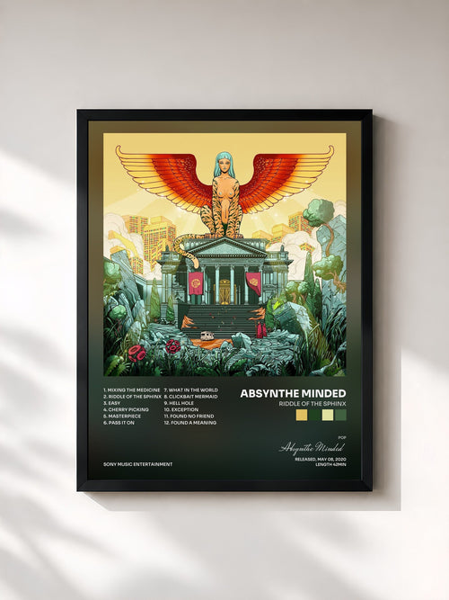 #noir Tableau de l'album Riddle of the Sphinx de Absynthe Minded, cadre noir, imprimé et encadré en France