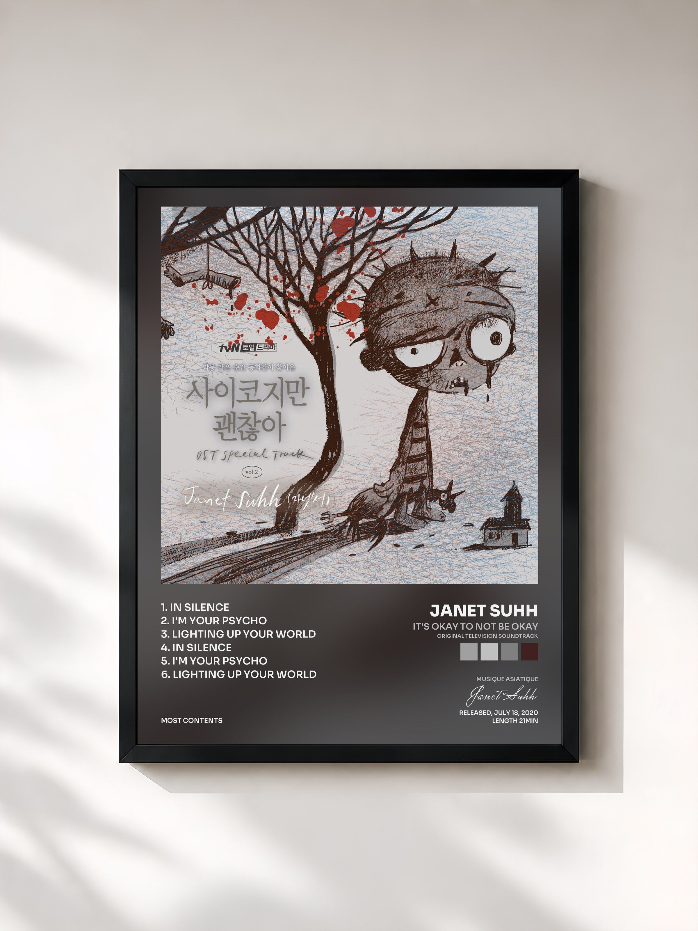 #noir Tableau de l'album It's Okay to Not Be Okay (Original Television Soundtrack) Special Track vol.2 de Janet Suhh, cadre noir, imprimé et encadré en France