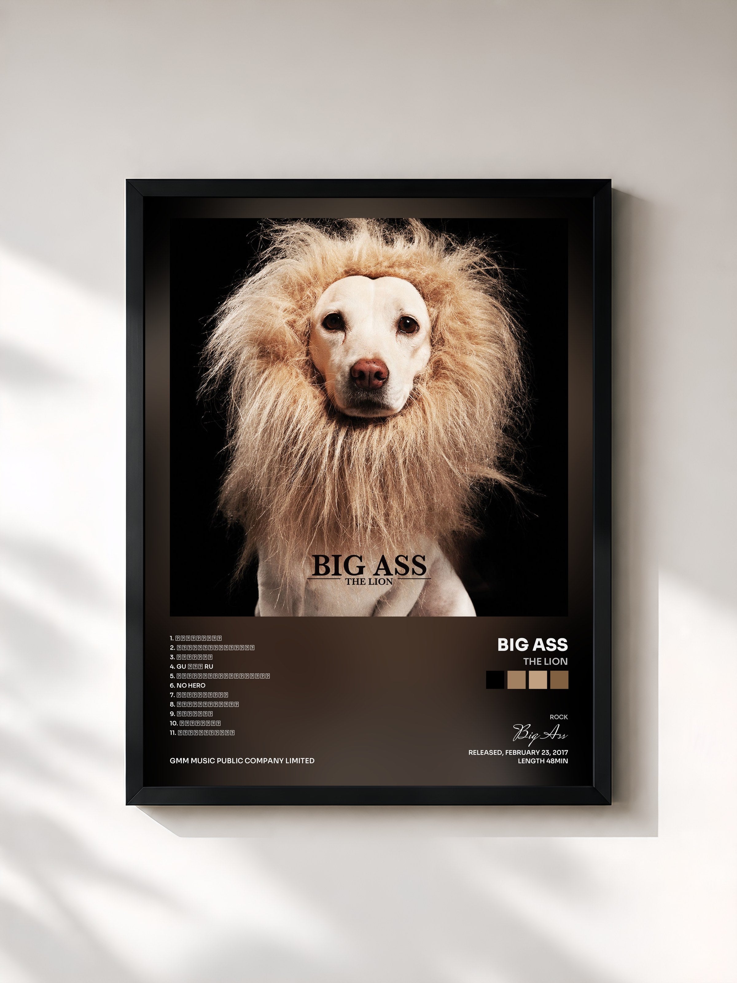 #noir Tableau de l'album THE LION de Big Ass, cadre noir, imprimé et encadré en France
