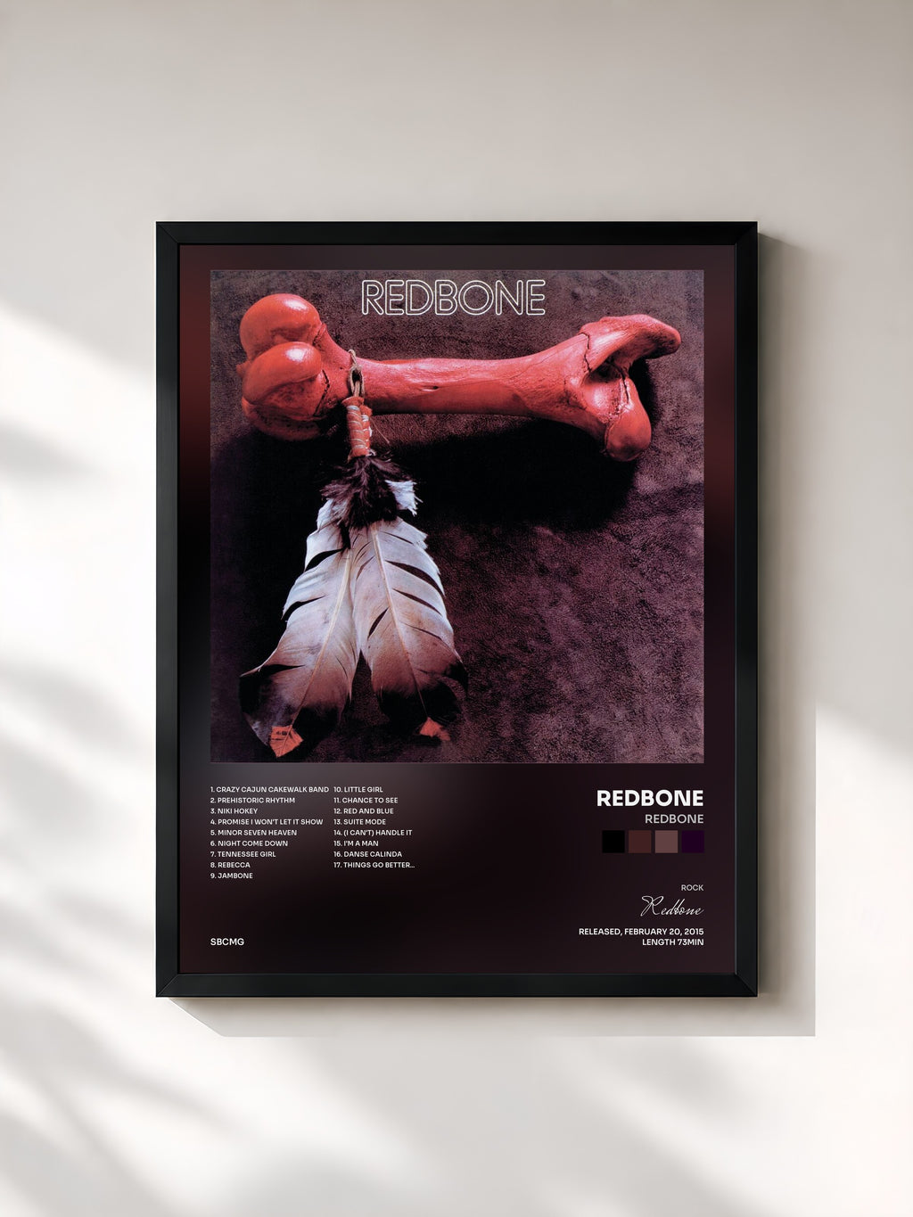#noir Tableau de l'album Redbone de Redbone, cadre noir, imprimé et encadré en France
