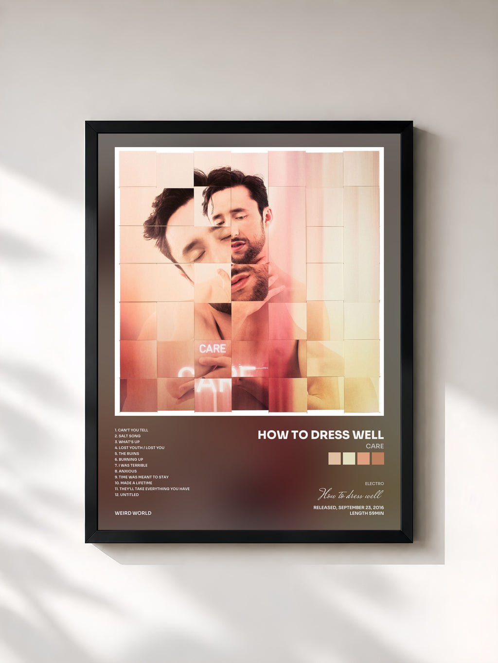 #noir Tableau de l'album Care de How to dress well, cadre noir, imprimé et encadré en France