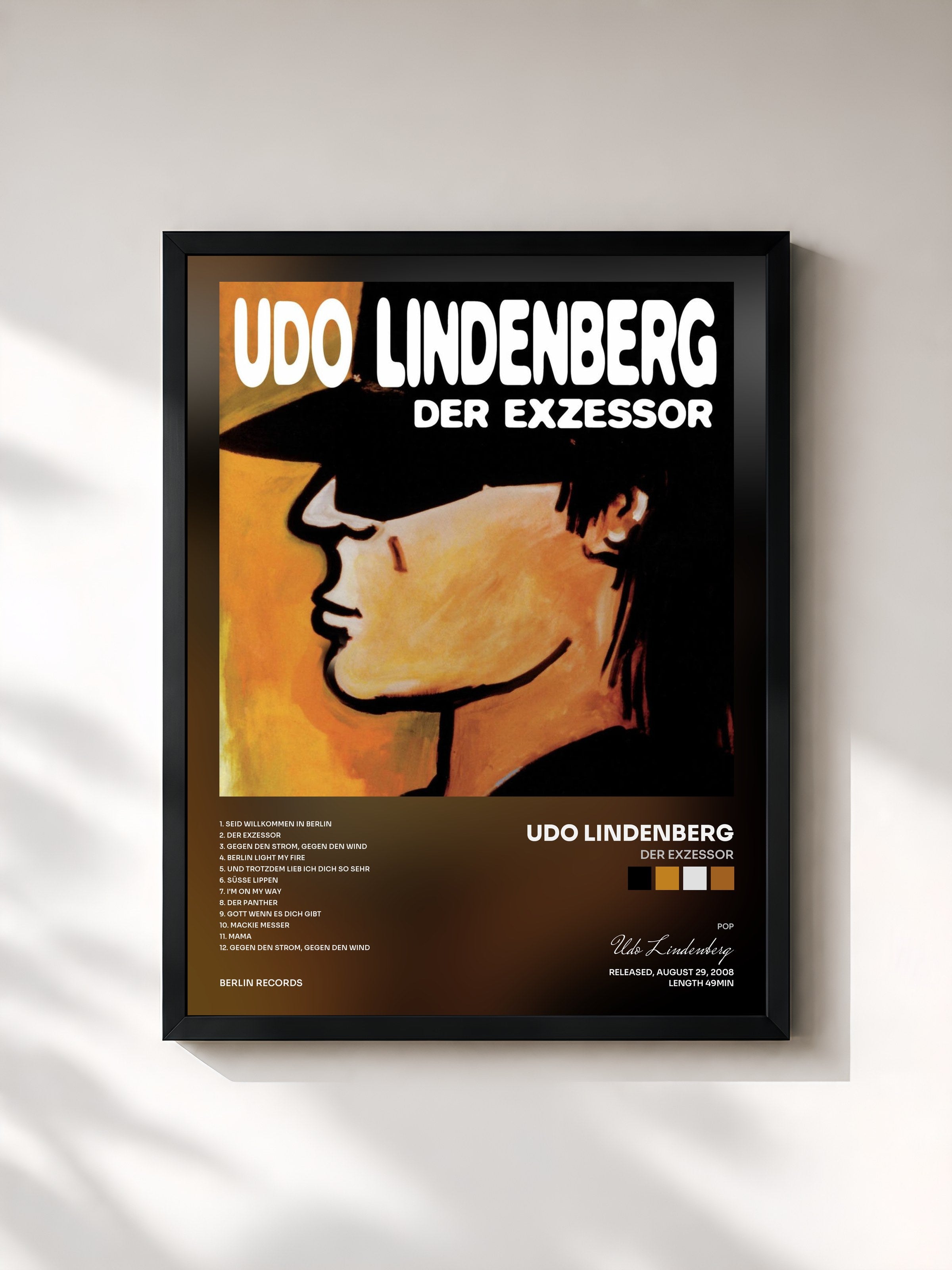 #noir Tableau de l'album Der Exzessor de Udo Lindenberg, cadre noir, imprimé et encadré en France