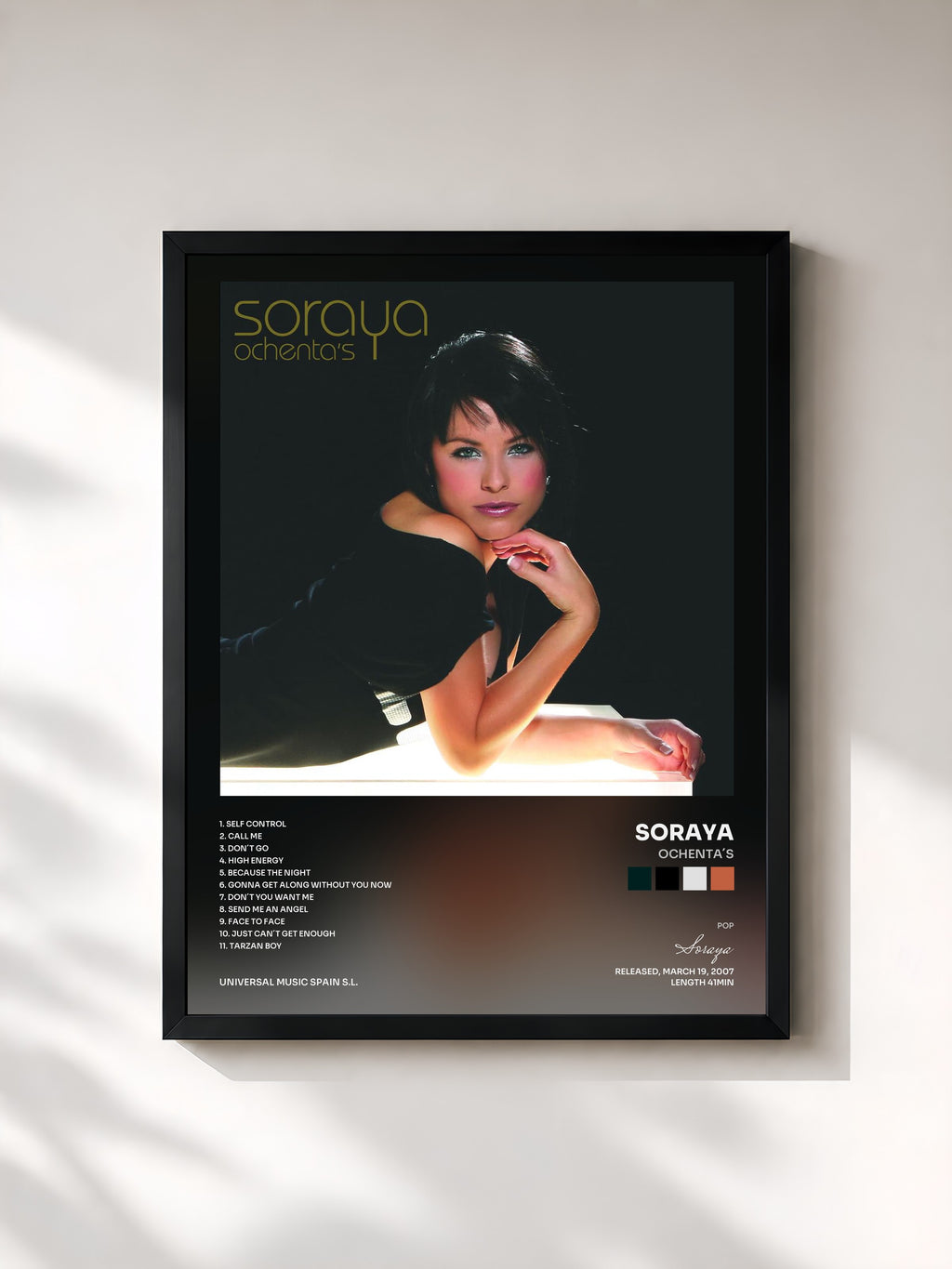 #noir Tableau de l'album Ochenta´s de Soraya, cadre noir, imprimé et encadré en France